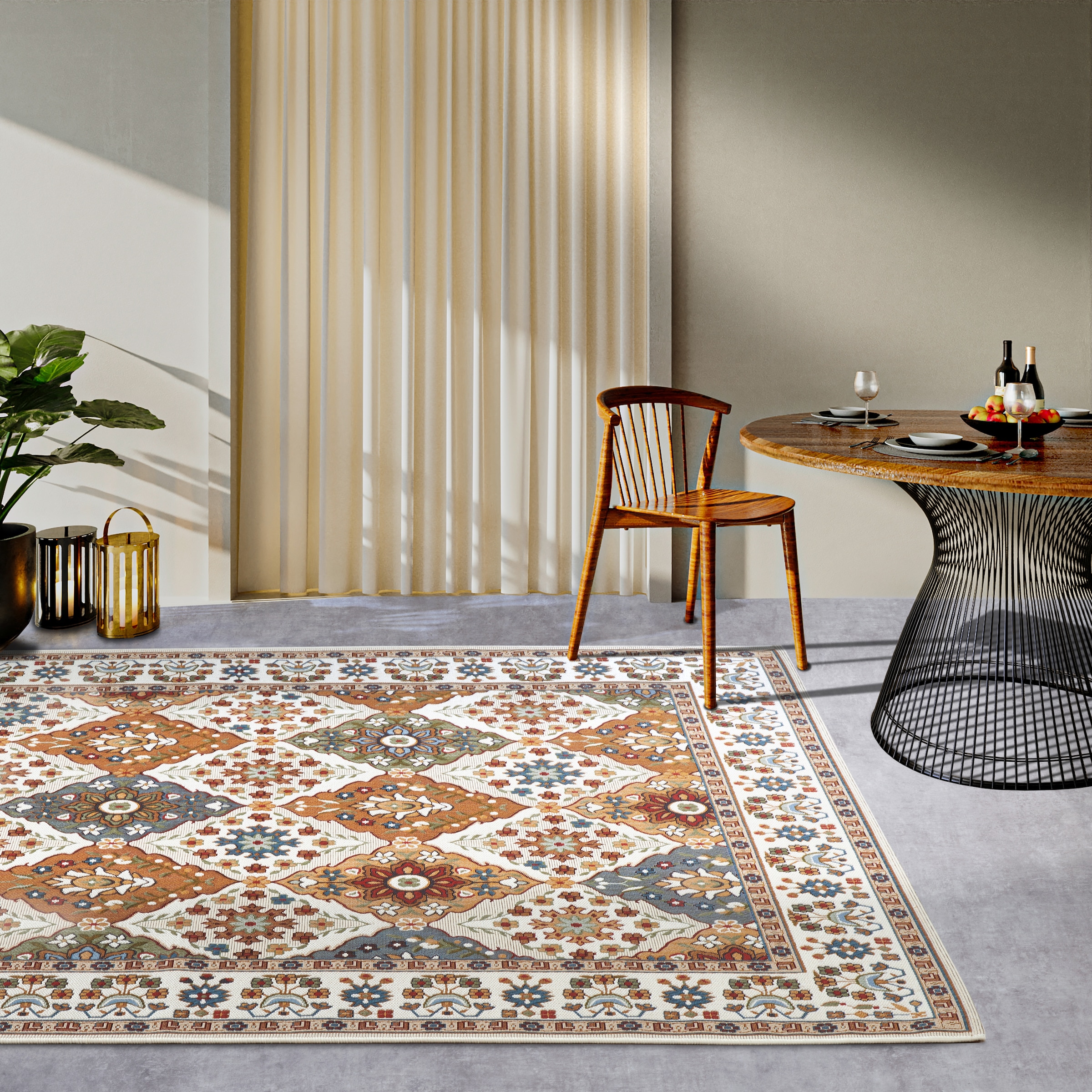 Villeroy & Boch Outdoorteppich »Domenique«, rechteckig, 3 mm Höhe, Outdoor, Flachgewebe, wetterfest, Balkon, Garten, Klassisch, Terrasse