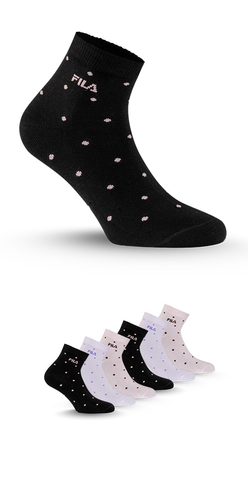 Fila Kurzsocken 6 Paar, mit schmalem Rippenbündchen, gepunktet, Cotton-Mix günstig online kaufen