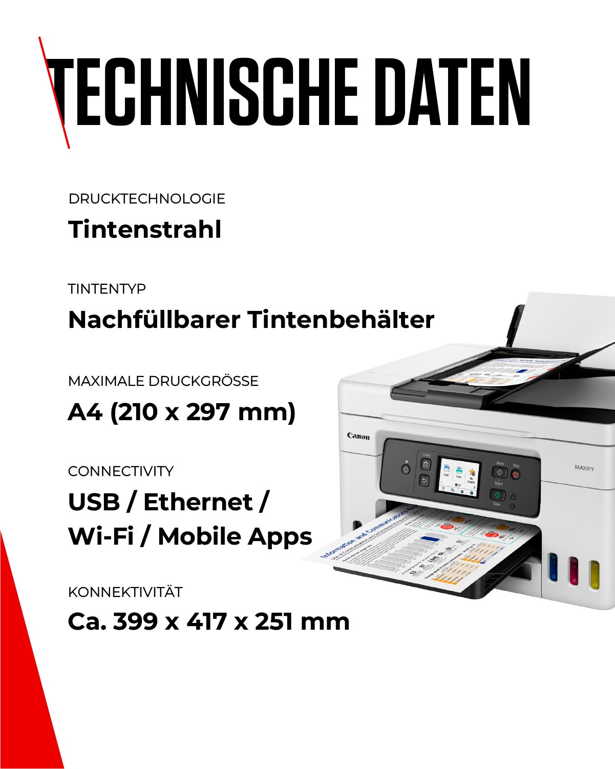 Canon Multifunktionsdrucker »MAXIFY GX4050« 4in1 Tintenstrahl-Multifunktionsgerät mit ADF / niedrigen Druckkosten