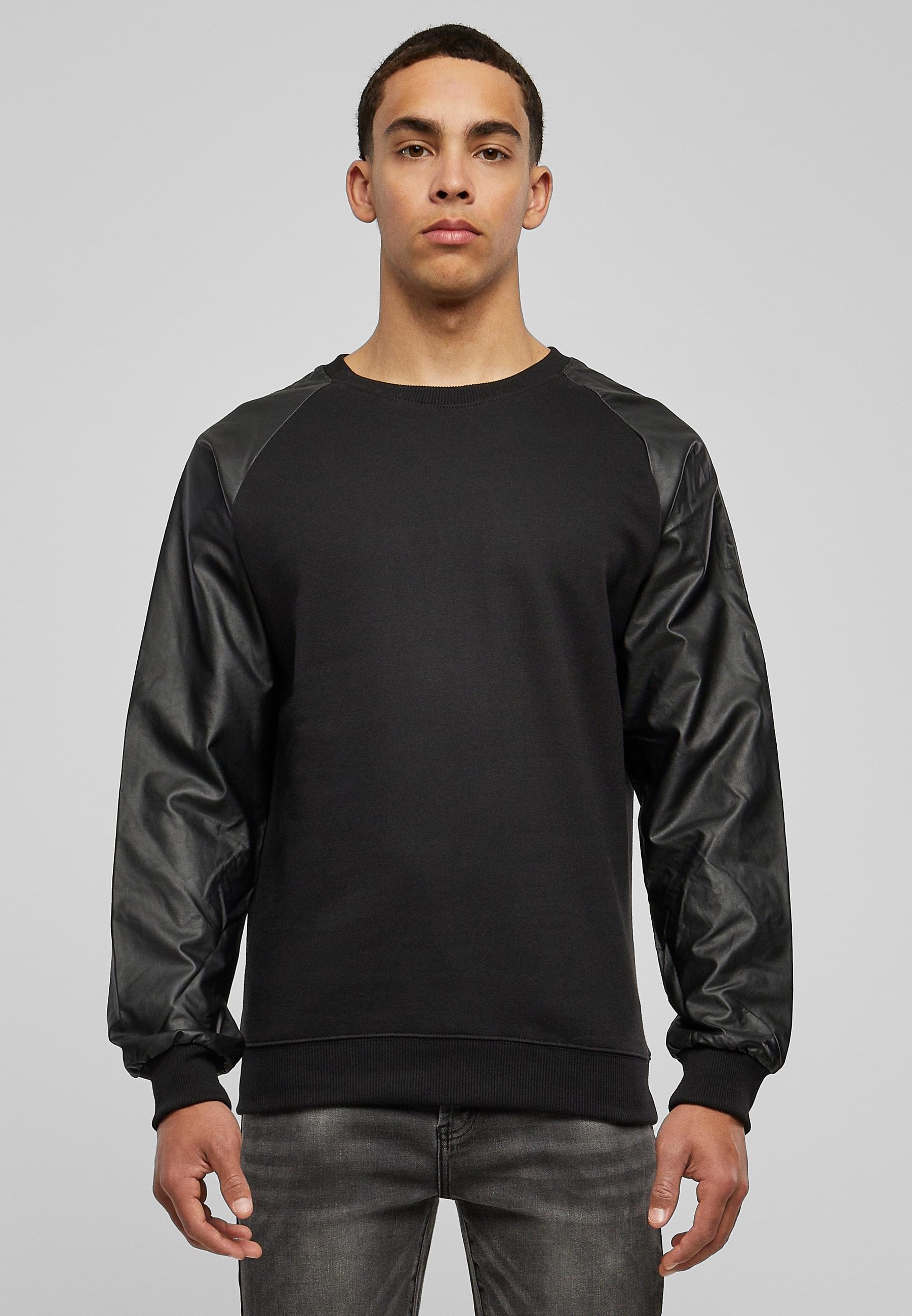 URBAN CLASSICS Rundhalspullover »Urban Classics Herren Raglan Leather Imitation Crew«, (1 tlg.)