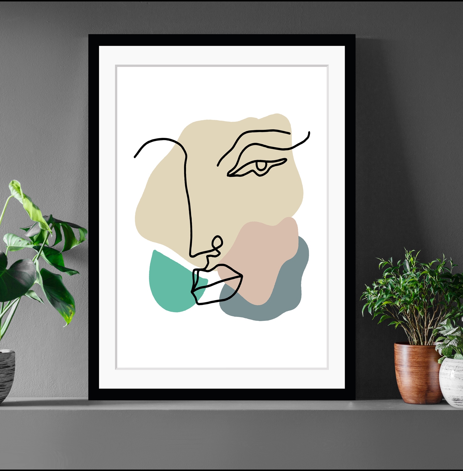 queence Bild "Nena" Abstrakt Figuren Gemälde Gesicht Kunst gerahmt, Gesicht, Abstrakt