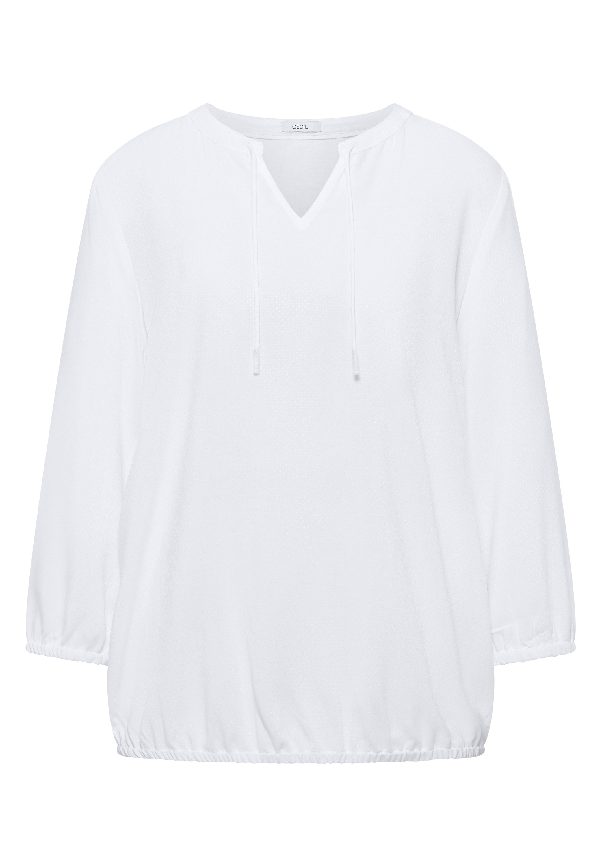 Langarmbluse CECIL, Damen, Gr. L (42), weiß, Stoff, 100% Viskose, unifarben, klassisch normal, Rundhals, elastischer Bund, Blusen, aus softer Viskose 3