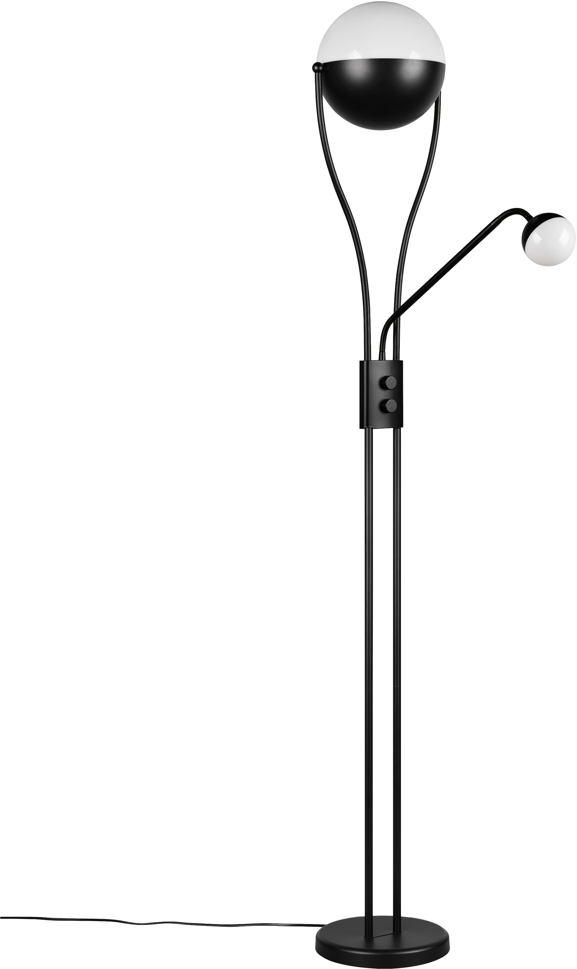 TRIO Leuchten LED Stehlampe »CHRIS, LED Stehleuchte Höhe 180cm, mit Lesearm, Drehdimmer«, 2 flammig, Leuchtmittel LED-Board-LED-Board | LED fest integriert-LED fest integriert, flexibles Leselicht getrennt schalten + dimmen, warmweißes Licht 3000K