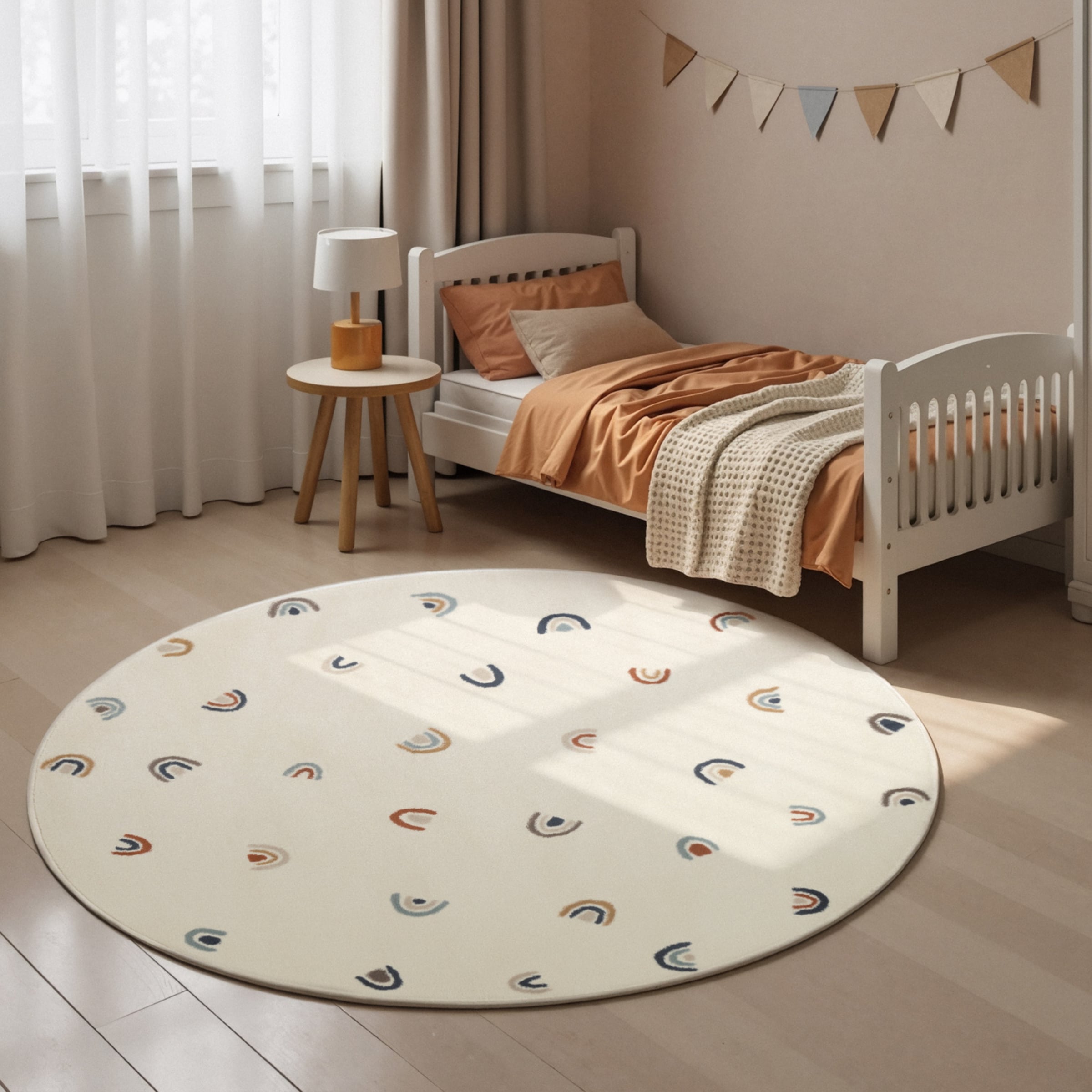 HANSE Home Kinderteppich "Ravi" rund 10 mm Höhe Pflegeleicht, Weich, Kinderzimmer, Spielteppich, Spielunterlage