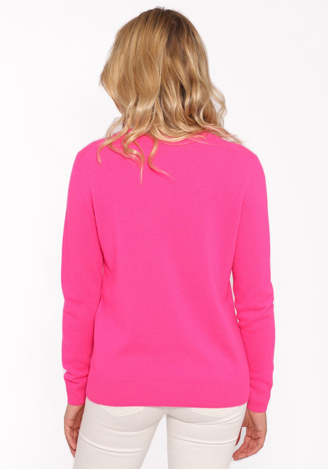 Zwillingsherz Kaschmirpullover »Roundneck "Smiley Face"«, in Neonpink mit orangen Smiley