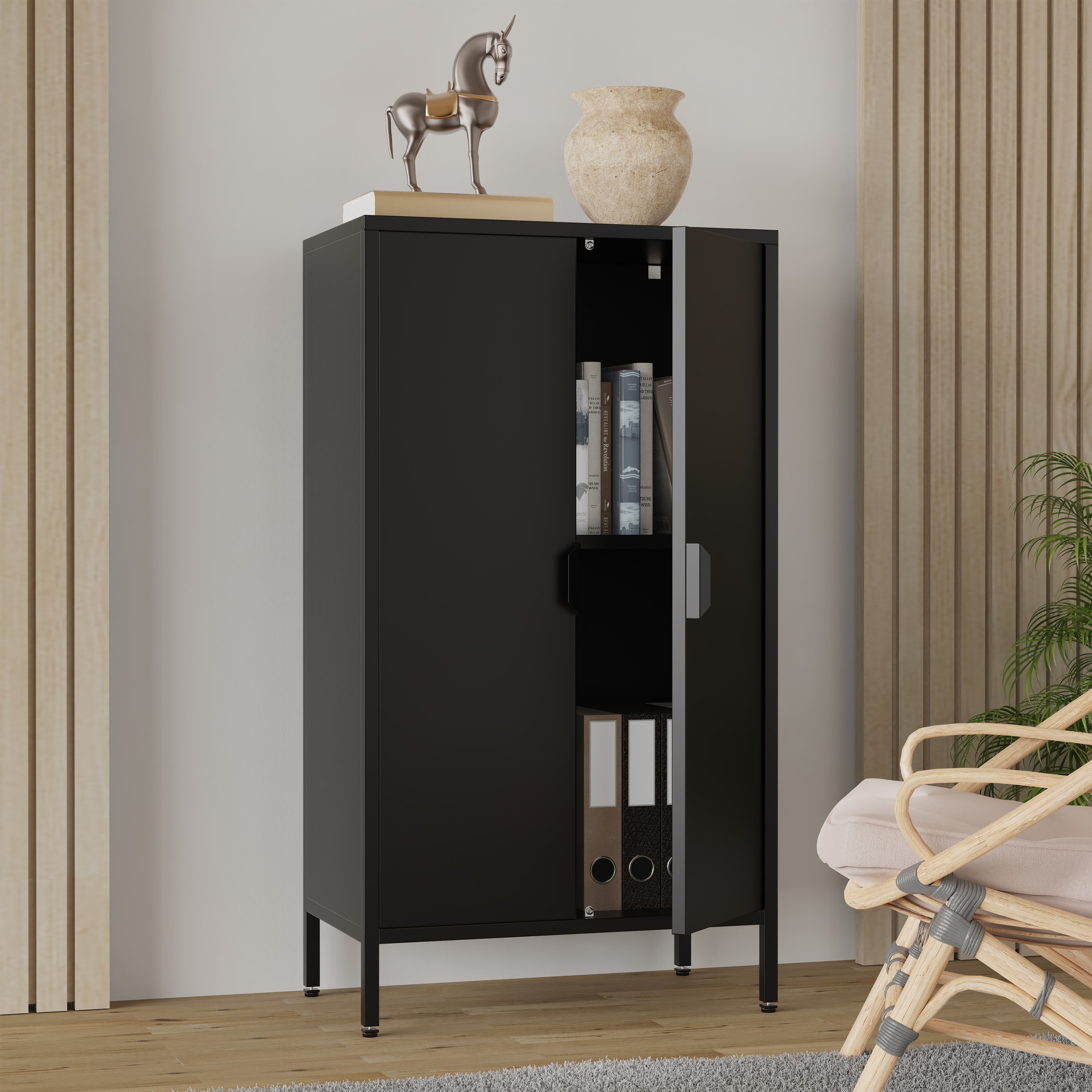 VCM Kommode »Stahl Kommode Sideboard Schrank Drehtüren Flokas M« 1 Stk. tlg.
