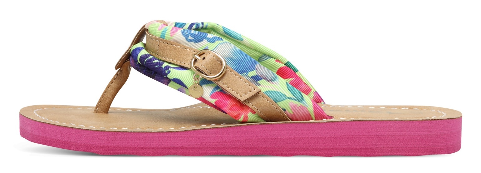 Tamaris Zehentrenner »AVRIL«, Sommerschuh, Flats, Schlappen mit T-Logoanhänger