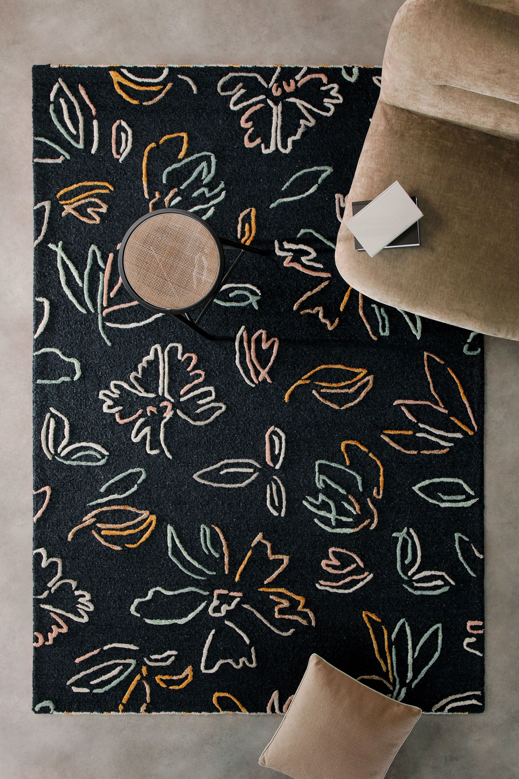 Wecon home »Vee« rechteckig 10 mm Höhe Wollteppich, floral, hochwertig, pflegeleicht, modern, handgetuftet