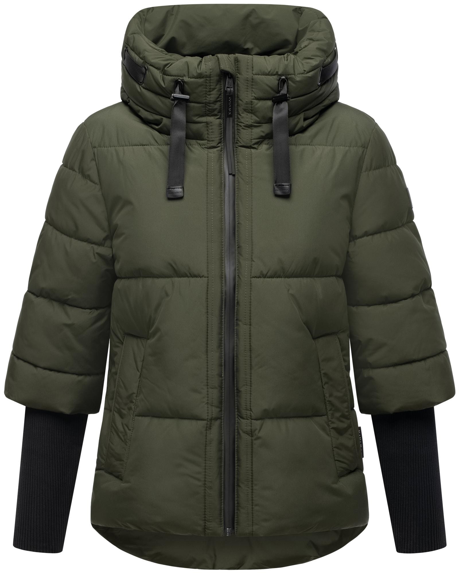 Navahoo Steppjacke »Lotusherz XIV«, mit Kapuze, Warme gesteppte Winterjacke mit Rippstrickärmeln