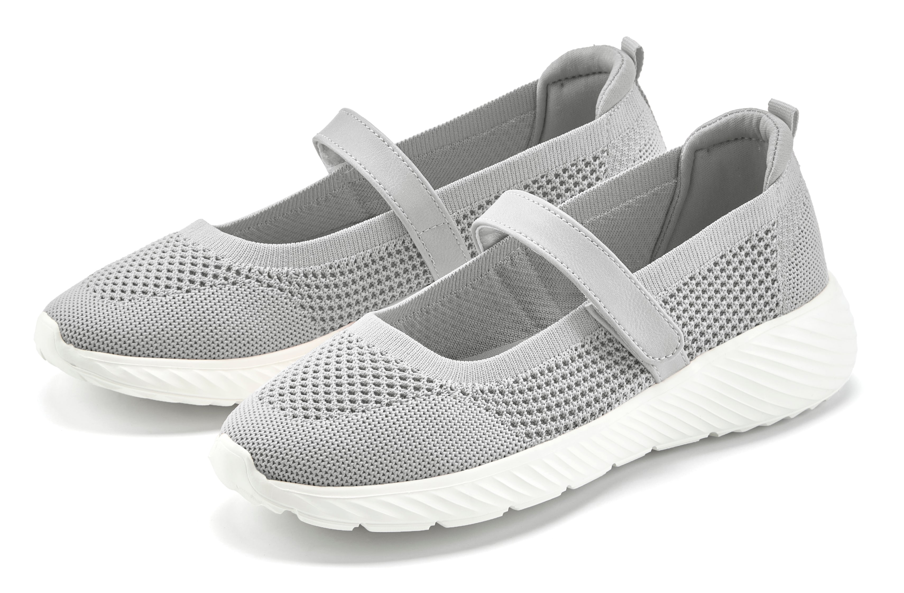 Vivance Sneaker Ballerinas "Sneaker-Ballerina, Slipper, Mary-Jane-Sneaker" Mesh-Optik mit Klettriemen und Fersenpolsterung VEGAN