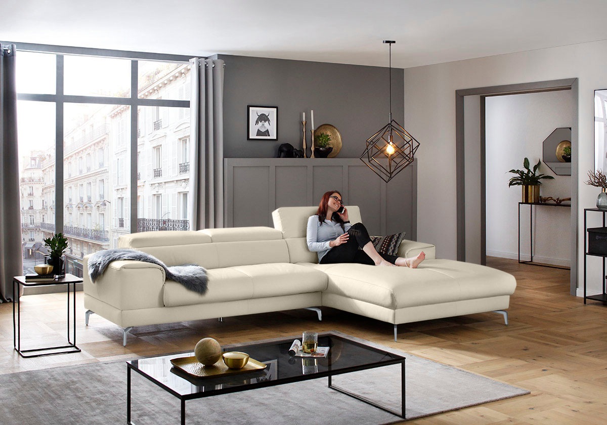Thumbnail - W.SCHILLIG Ecksofa "piedroo, Designsofa mit tollem Sitzkomfort, bequem und elegant, L-Form", Kopfteilverstellung, wahlwe...