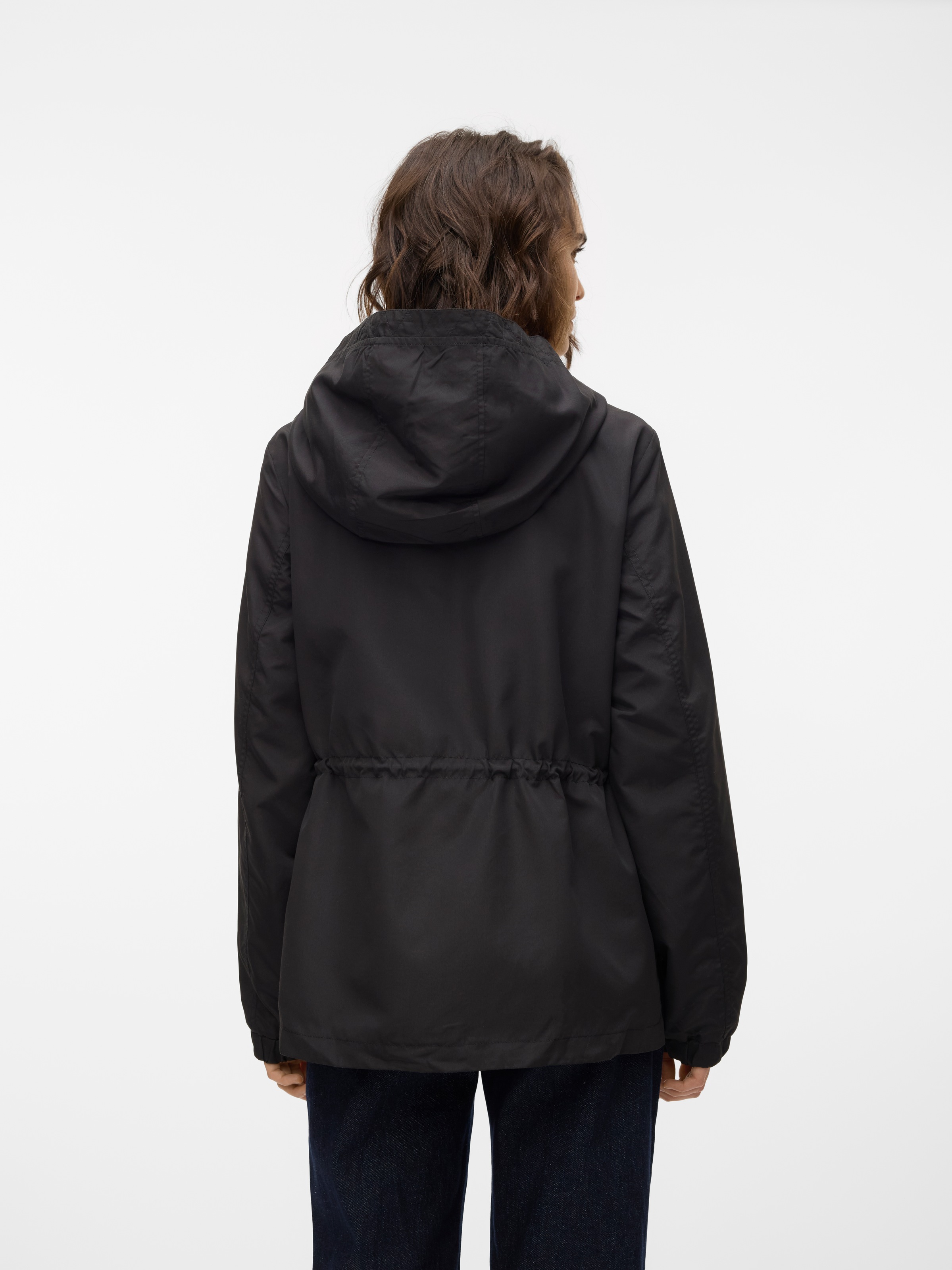 Parka VERO MODA "VMPAISLEY PARKA JACKET NOOS", Damen, Gr. S, schwarz, Web, Obermaterial: 100% Polyester, unifarben, regular fit hüftbedeckend, Jacken Parka, mit Taillen-Kordelzug 2