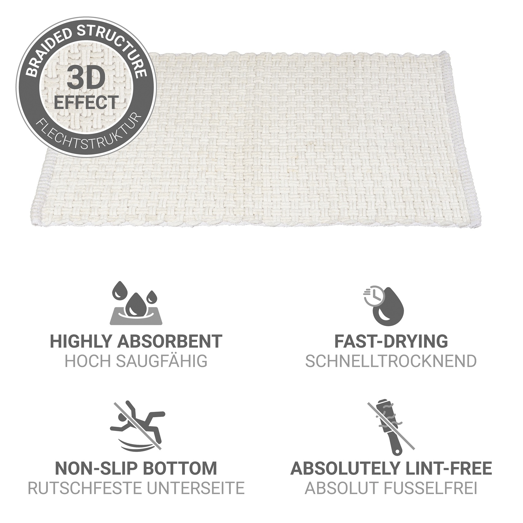 WENKO Badematte »Ecoli« Höhe 15 mm rutschhemmend beschichtet