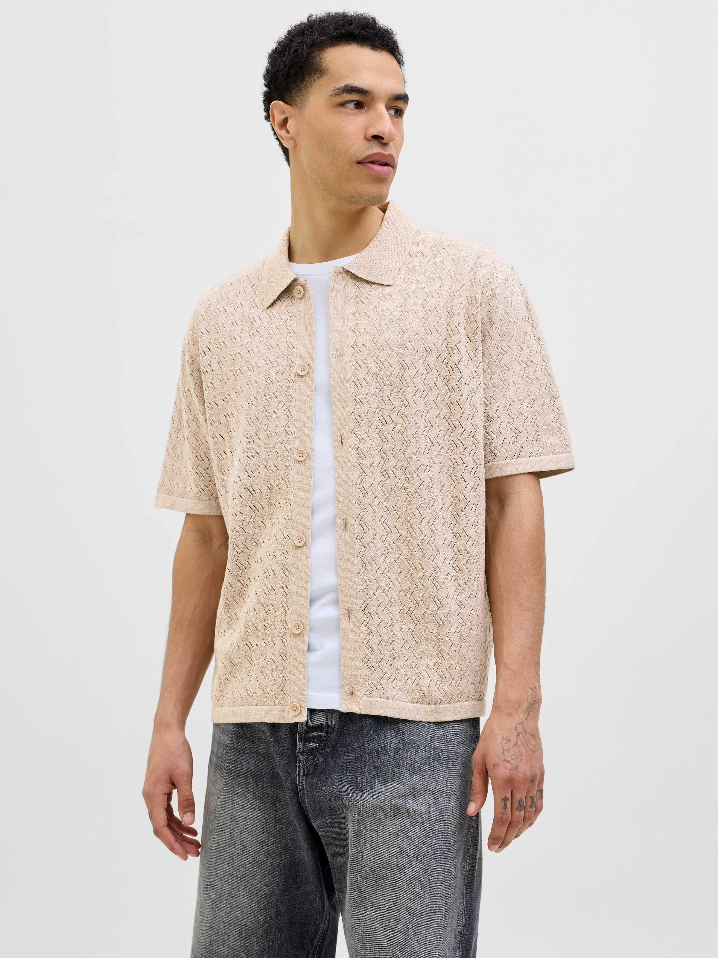 Jack & Jones Polokragenpullover "JORTYLER KNIT SS POLO SN" Baumwollmischung günstig online kaufen