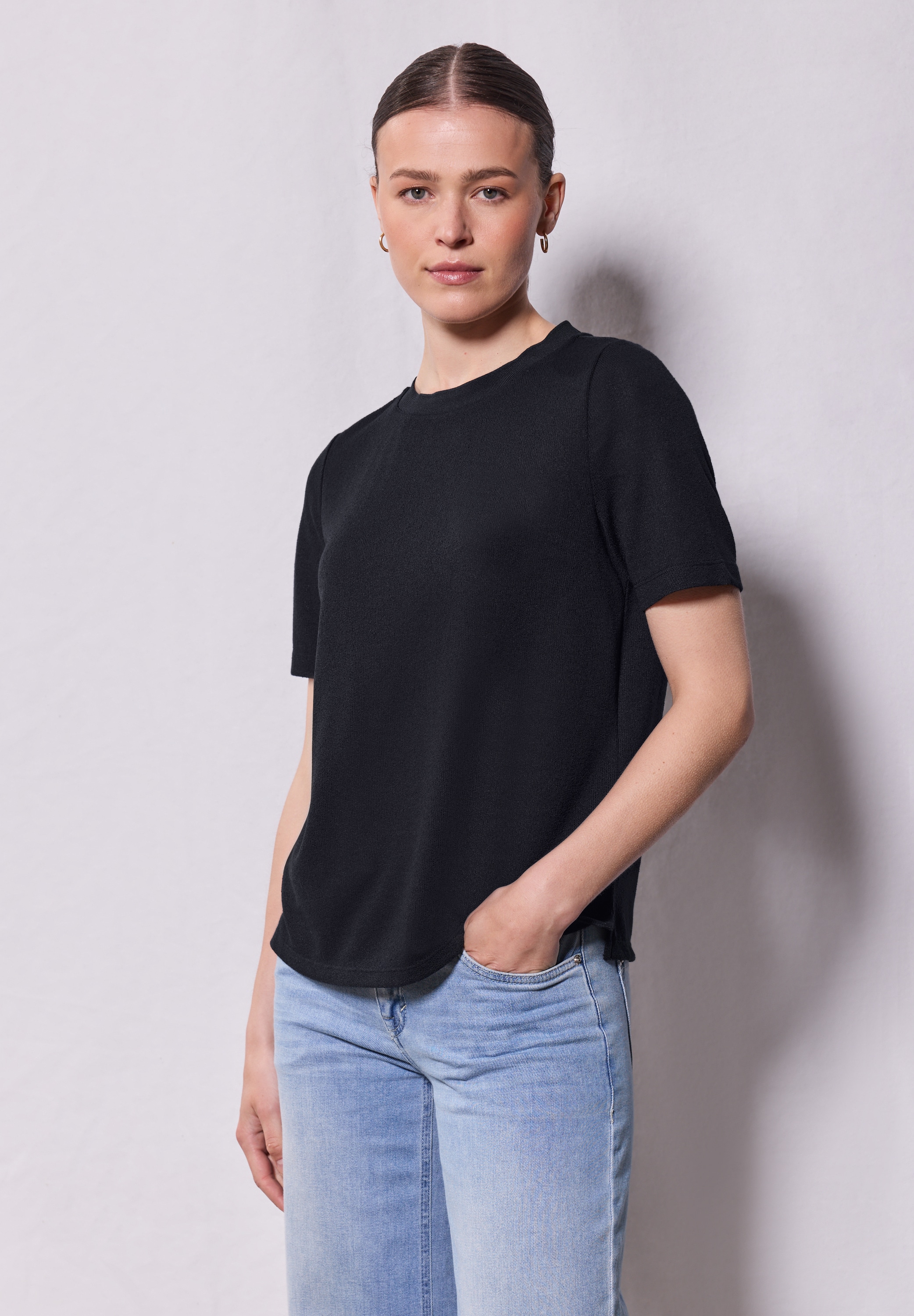 STREET ONE STUDIO T-Shirt, aus elastischem Materialmix günstig online kaufen