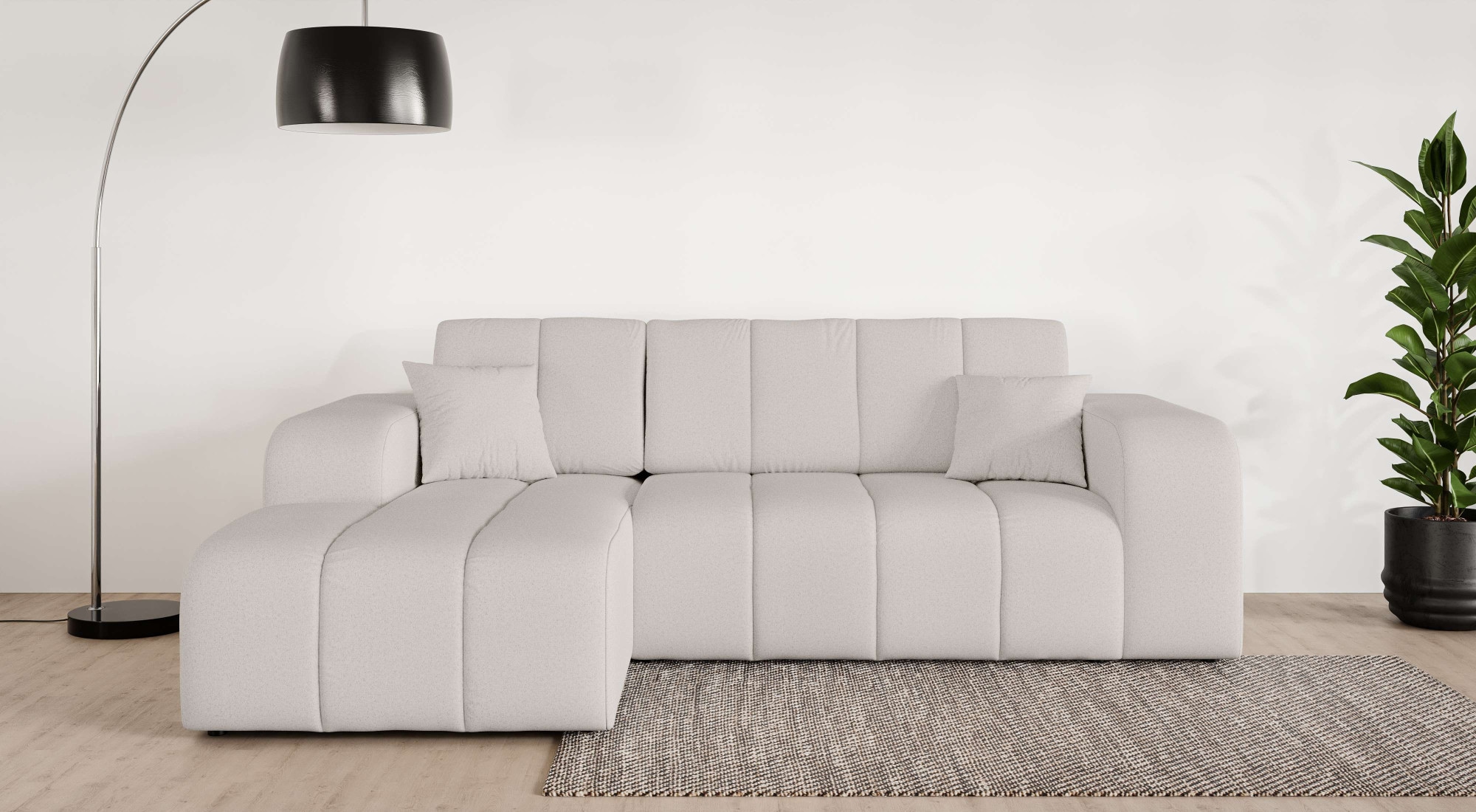 OTTO home Ecksofa "CASSY L-Form, Schlafsofa mit Bettkasten, Maße B/T/H: 245/165/88 cm" mit 2 Rückenkissen, Recamiere rechts oder links bestellbar