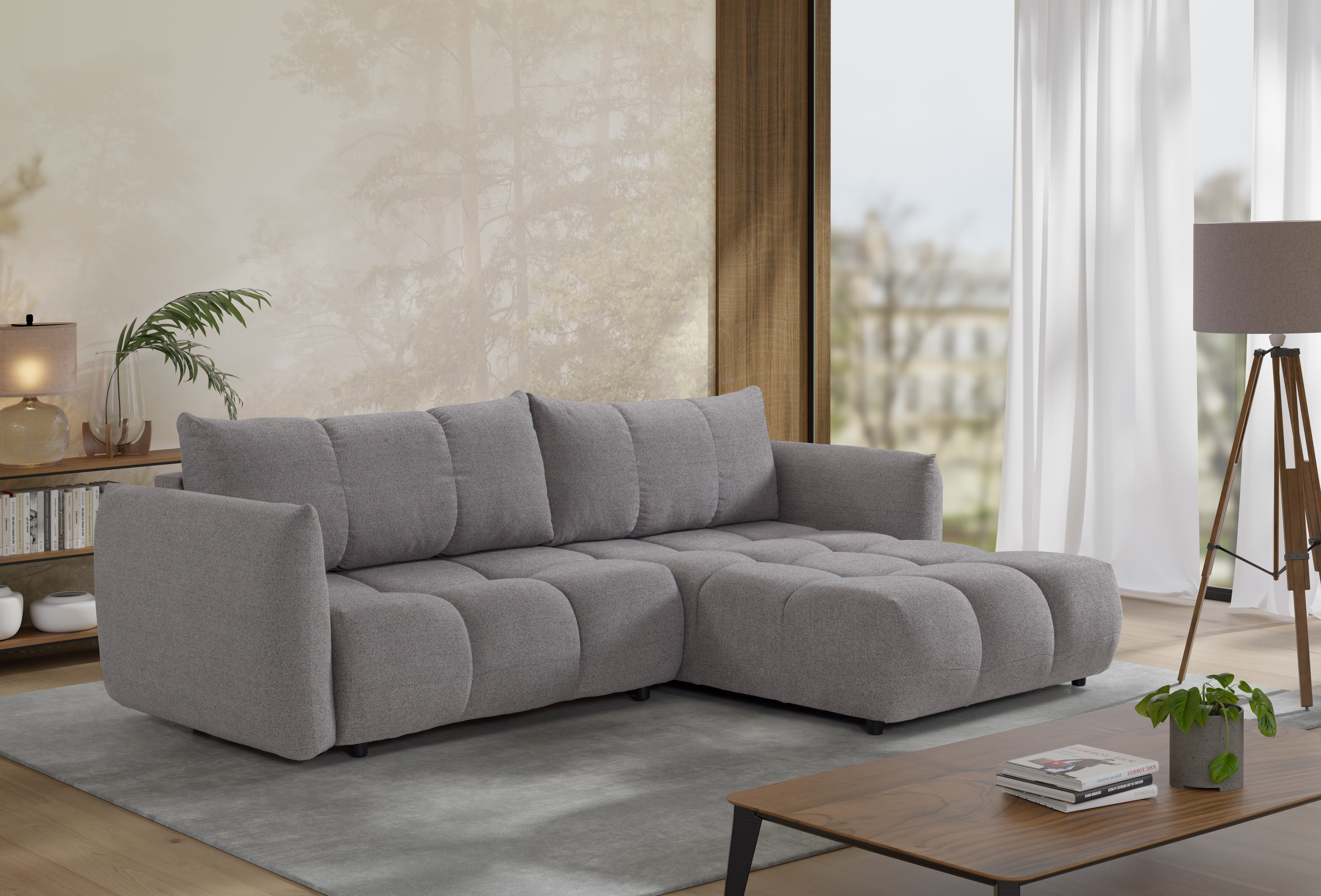 exxpo - sofa fashion Ecksofa "Livonia, B/T: 260/187, modern & praktisch für kleine Räume" Mit Bettfunktion & Bettkasten,hoher Sitzkomfort,inkl. Steppung, L-Form