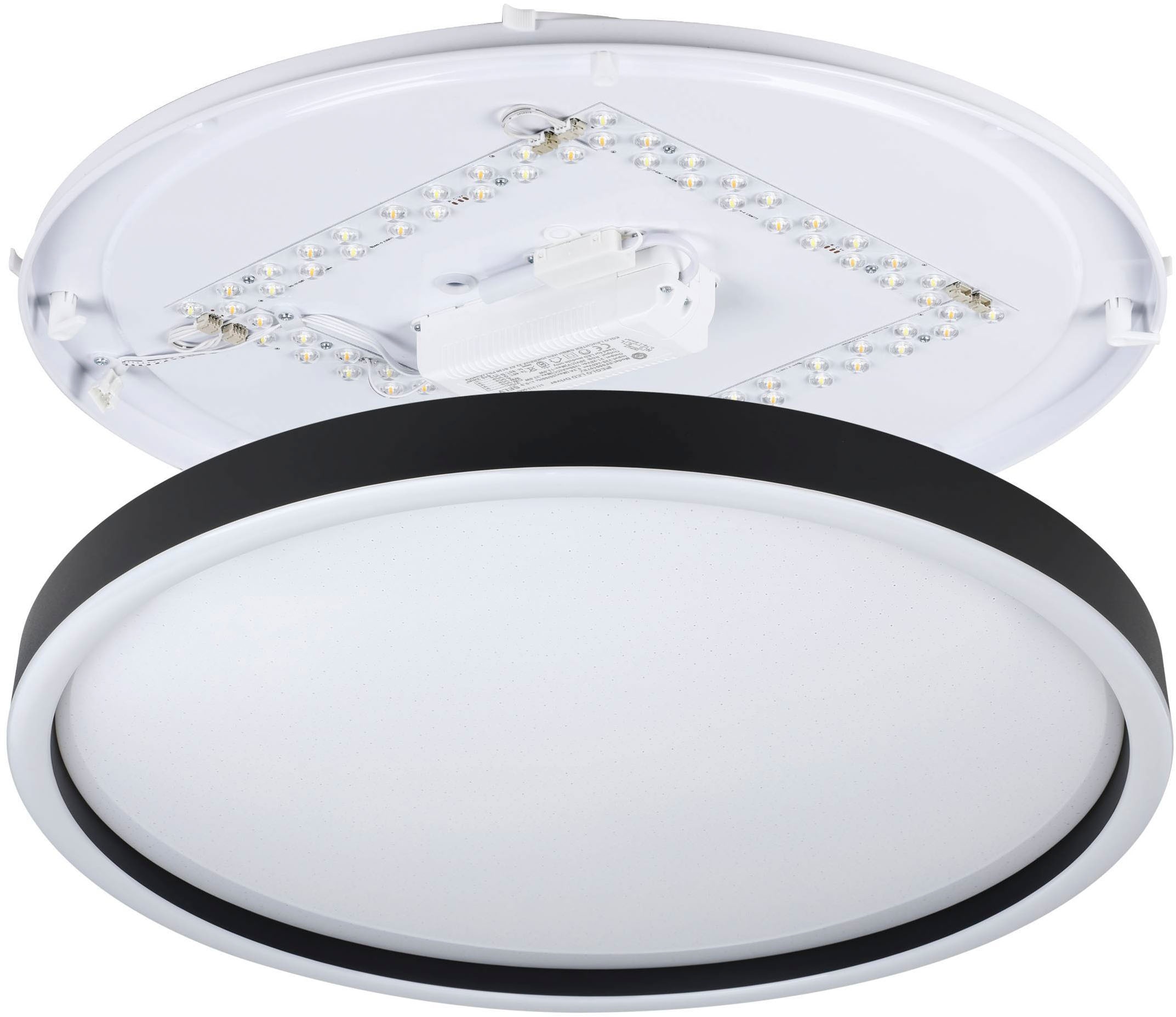 EGLO Deckenleuchte »Montemorelos-Z Deckenlampe, ZigBee 3.0, Kristall-Effekt, Flurlampe« LED-Modul 1 Stk. Kaltweiß | RGB Wand-/Deckenleuchte - H7 x Ø57 cm - schwarz - 34,5W inkl.