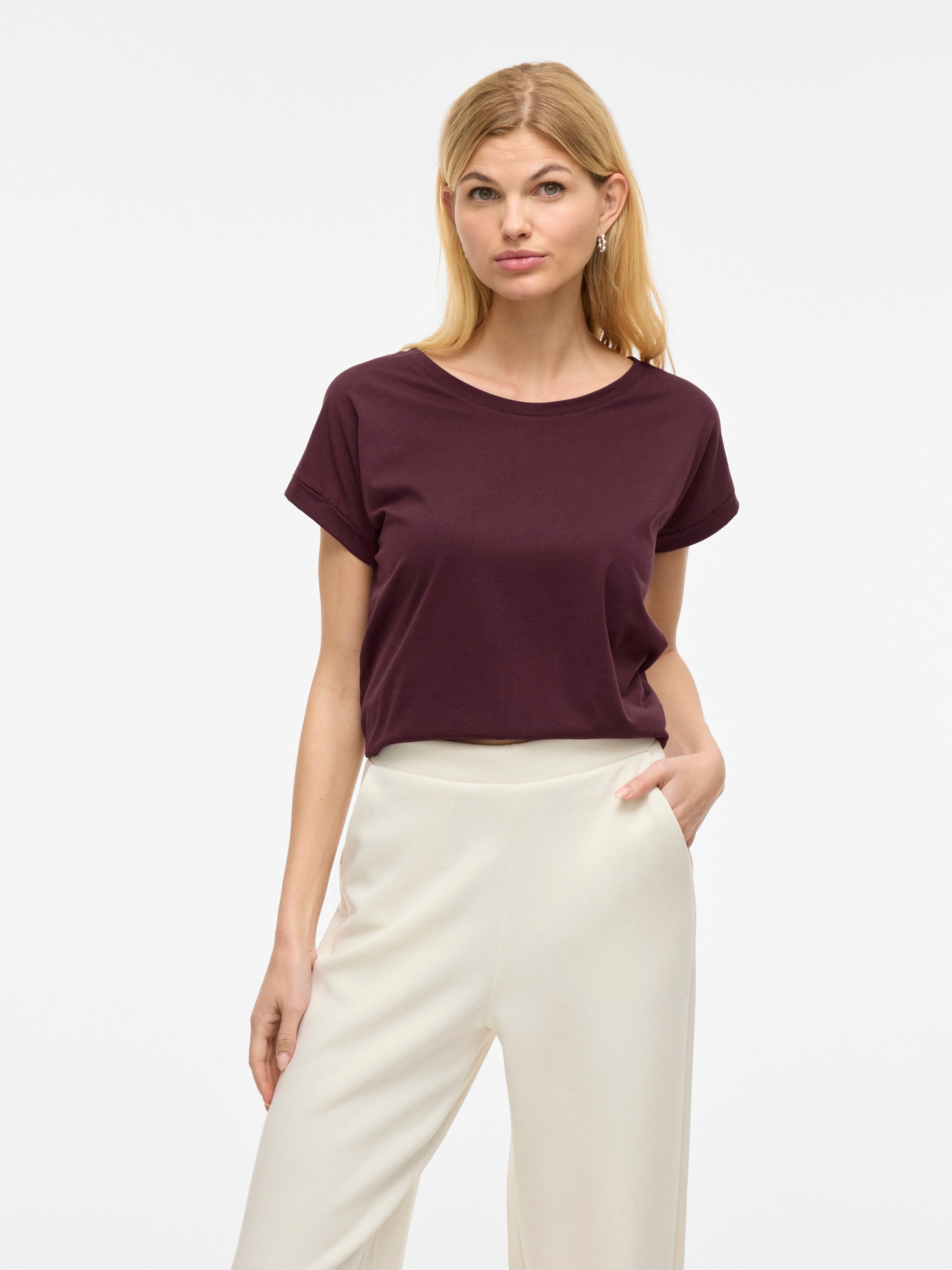 Vila Rundhalsshirt "VIDREAMERS NEW PURE T-SHIRT/SU-NOOS", Basic Damen-T-Shi günstig online kaufen
