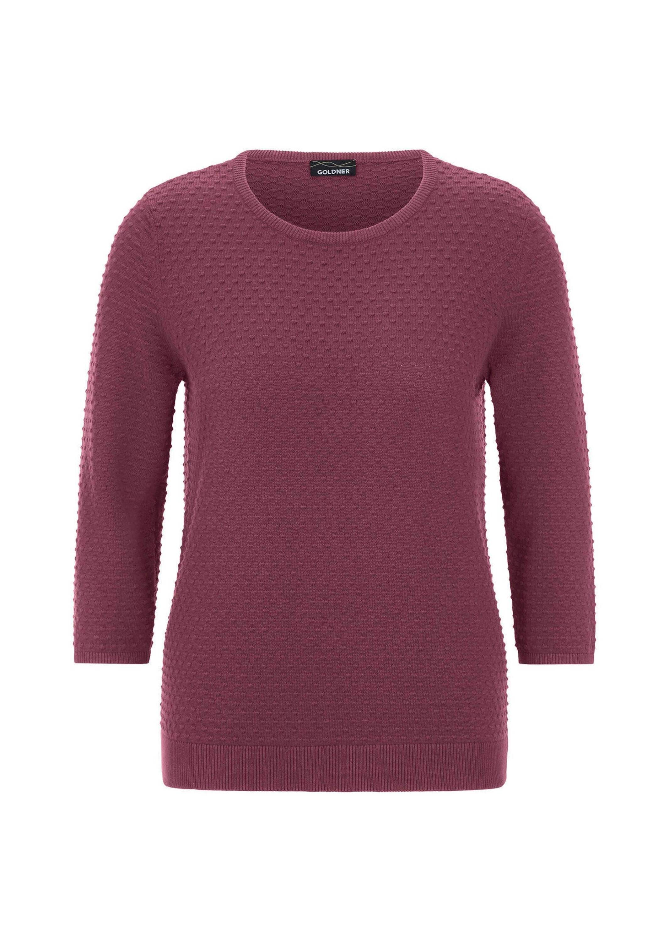 GOLDNER "Halbarm Baumwollpullover mit Struktur" Rundhalsausschnitt