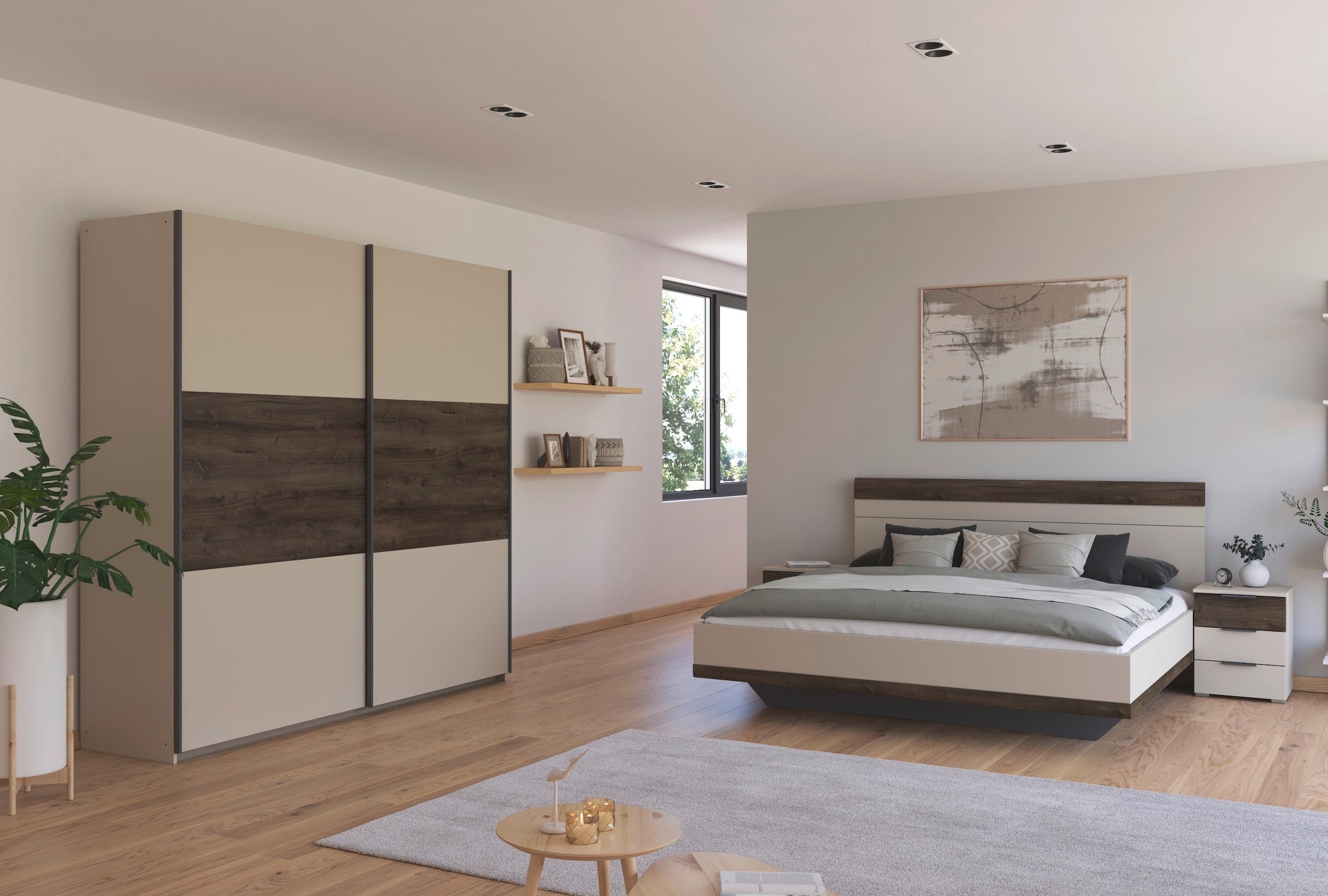 rauch Schlafzimmer-Set »Komplettschlafzimmer Schlafzimmer Schlafzimmermöbel SAJO«, (Set, 4 tlg., Set: Kleiderschrank mit/ohne Spiegel, Bett in 2 Breiten, 2 Nachttische), optional mit Spiegel am Kleiderschrank MADE IN GERMANY