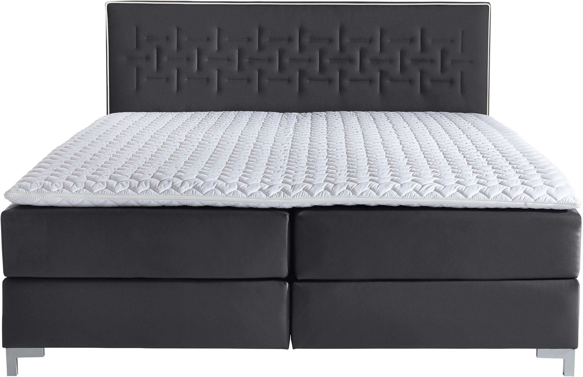 Thumbnail - Home affaire Boxspringbett "Coos" mit besonderer Steppung im Kopfteil, 3 Matratzenarten, 2 Härtegrade