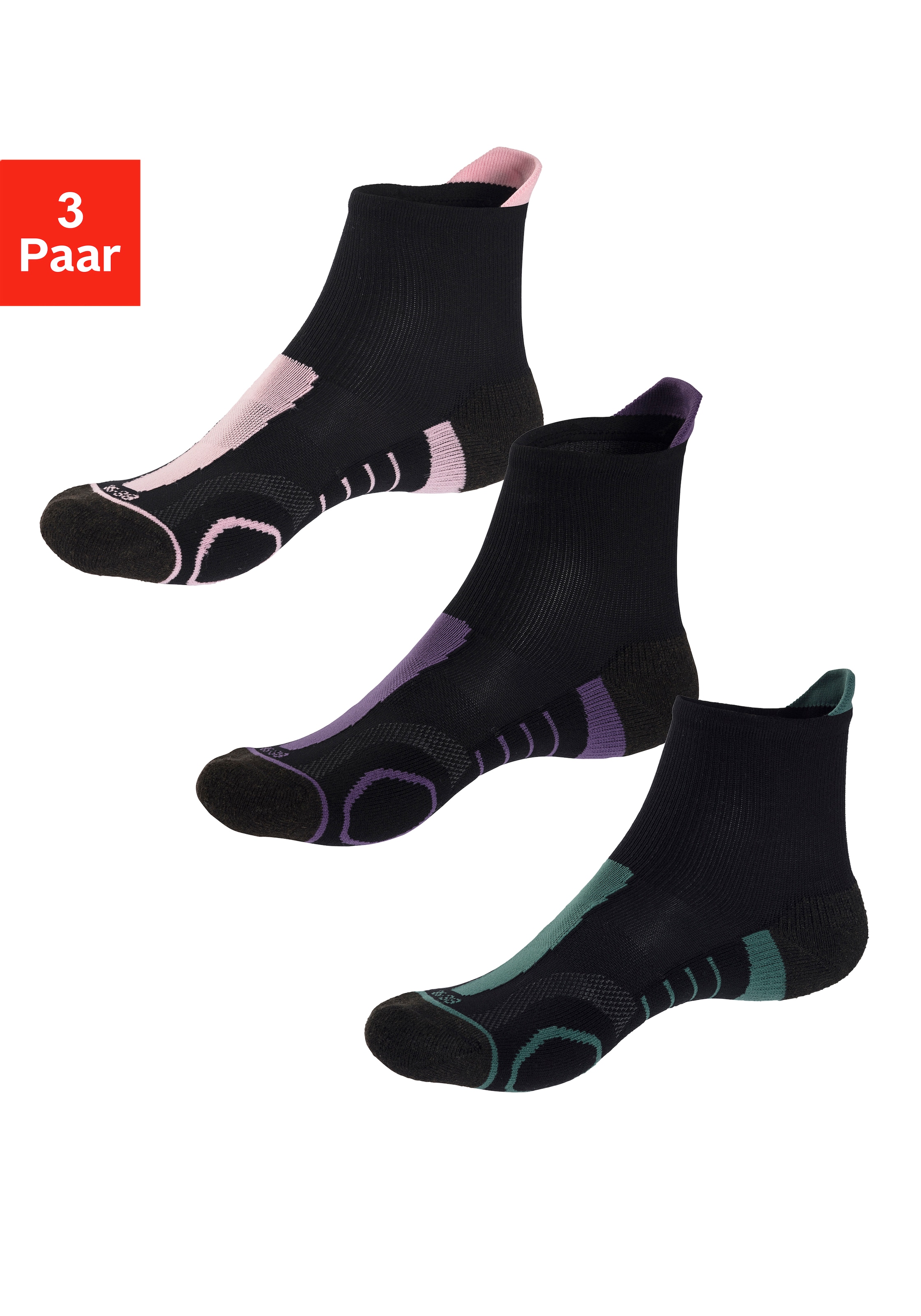 LASCANA ACTIVE Damen Wandersocken, Gr. 35, bunt, Materialmix, gemustert, Socken, mit verstärkten Belastungszonen