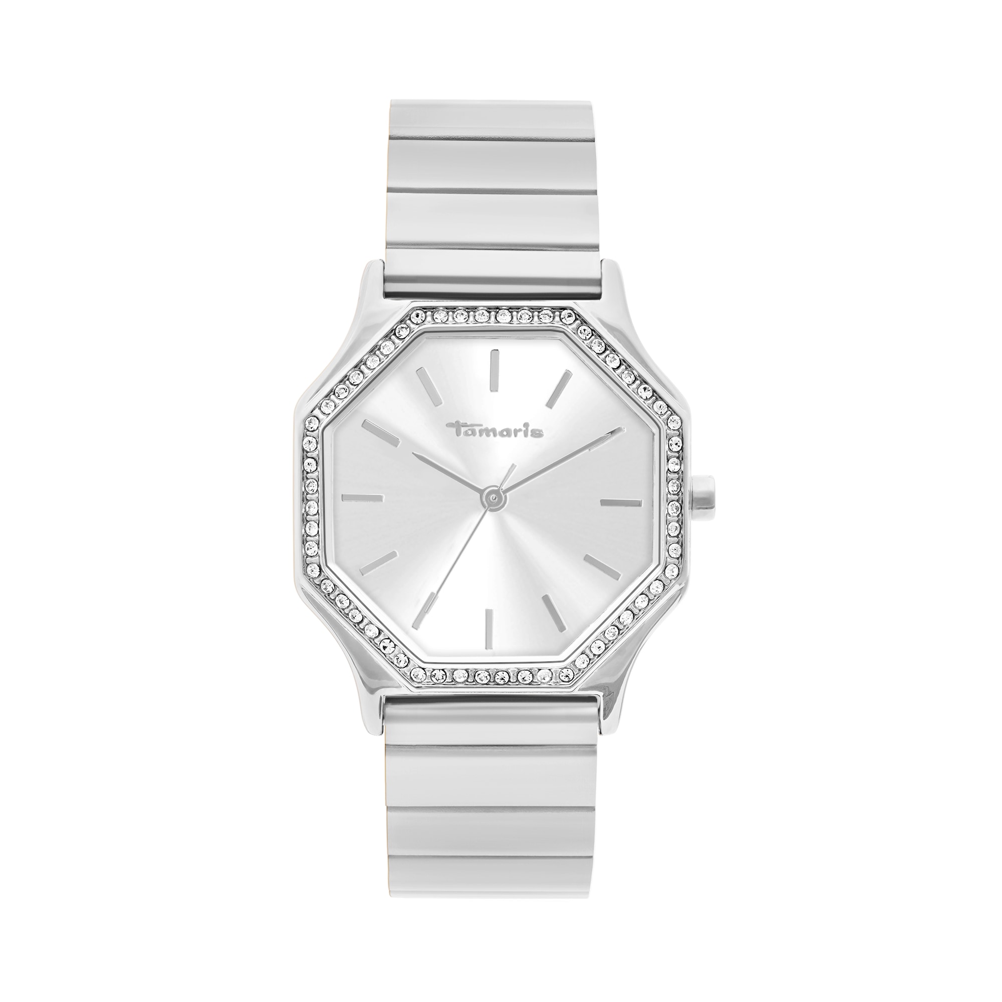 Tamaris Quarzuhr Armbanduhr, Damenuhr, Edelstahlarmband, analog, Zirkonia (synth.)
