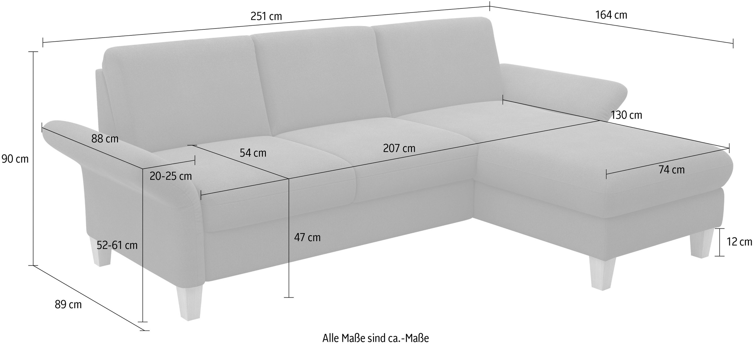 Home affaire Ecksofa »Rochelle«, wahlweise mit Armlverstellung, Klappbett mit Rollen & Bettkasten