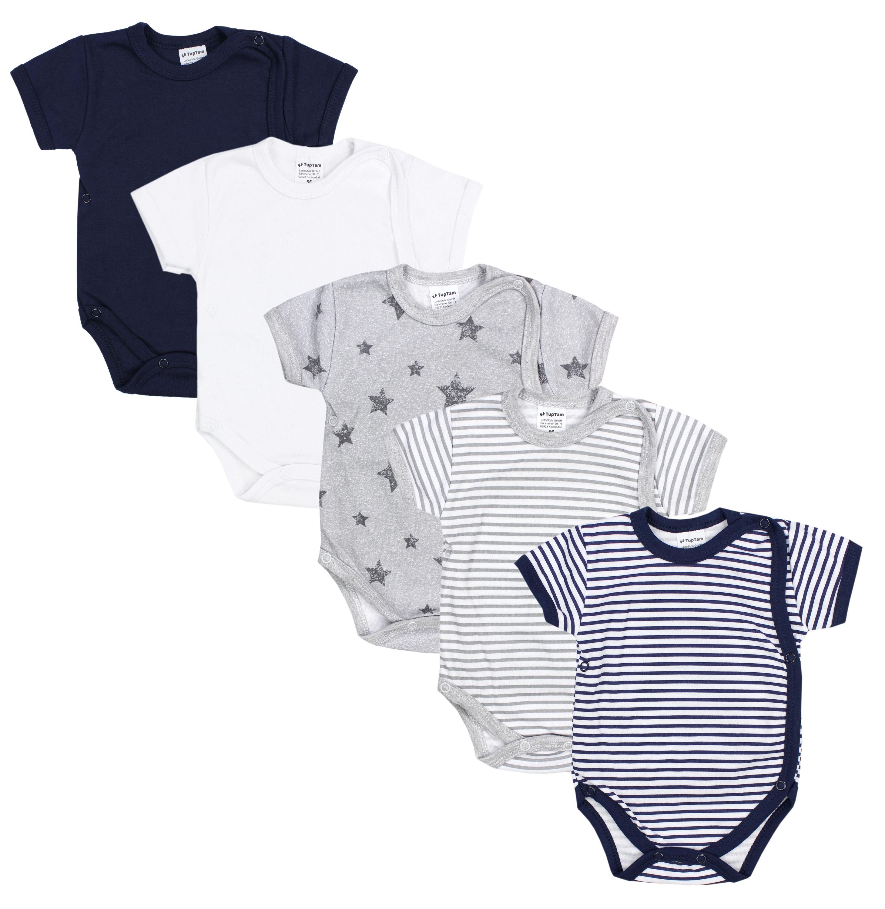 TupTam Kurzarmwickelbody "Wickelbody Baby Jungen Kurzarm Wickelbody 5er Set"