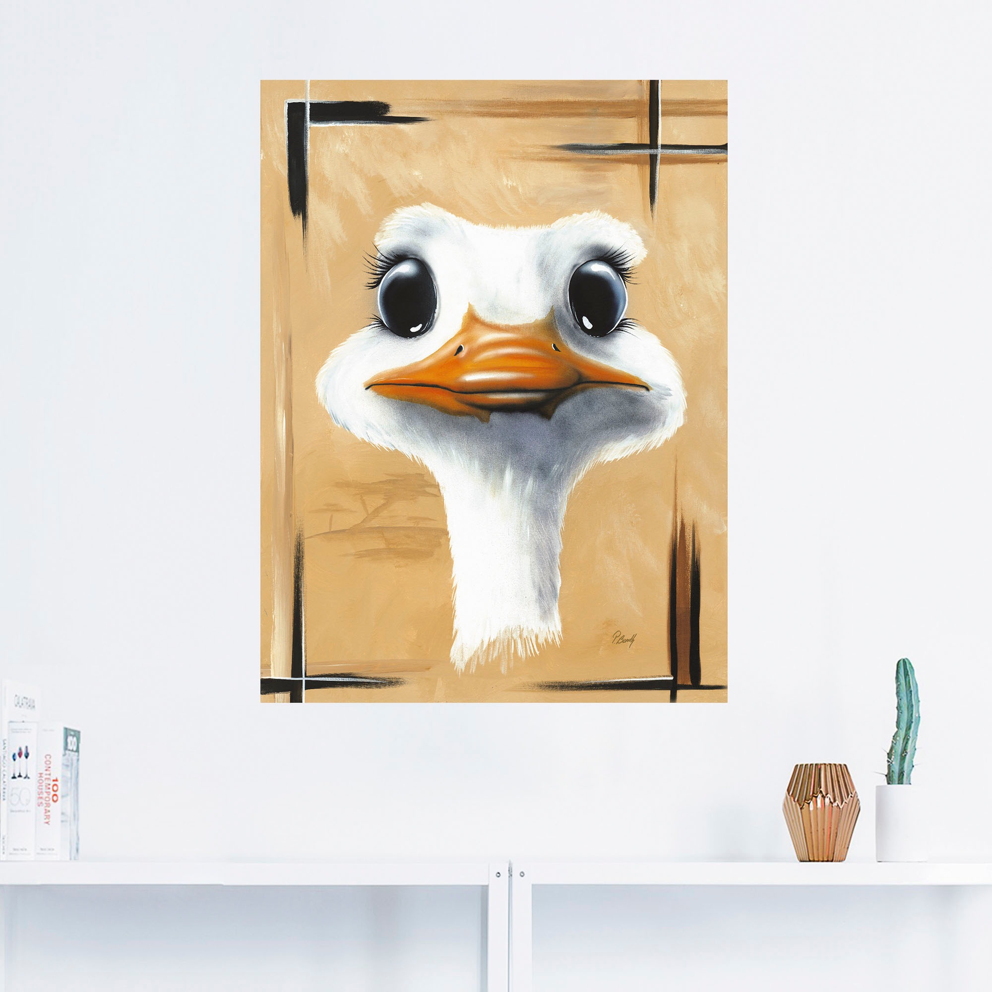 Artland Wandbild "Lustiger Strauß", Vogelbilder, (1 St.), als Poster, Wanda günstig online kaufen