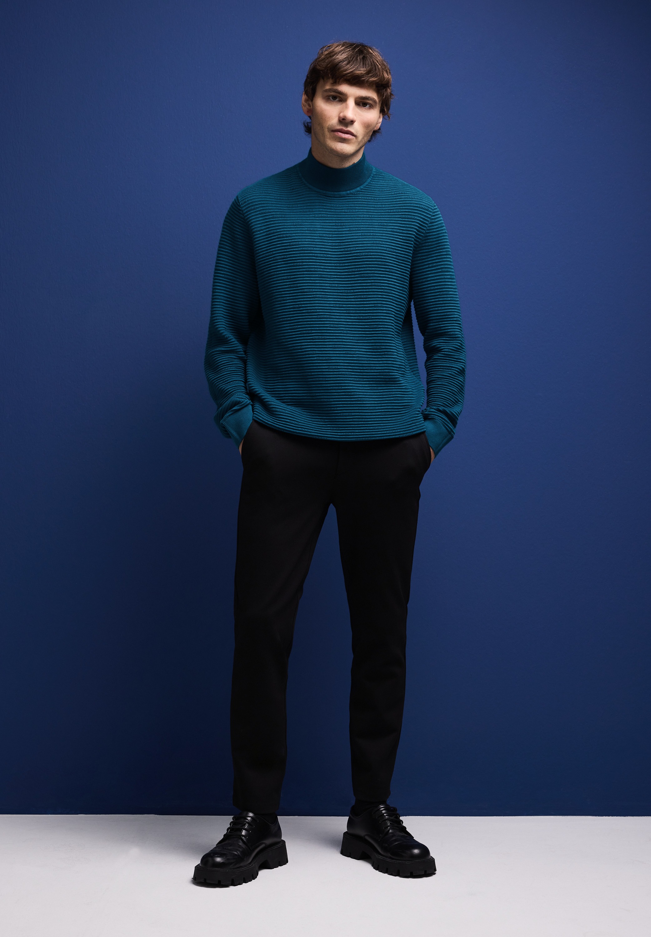 Thumbnail - STREET ONE MEN Stehkragenpullover, aus reiner Baumwolle