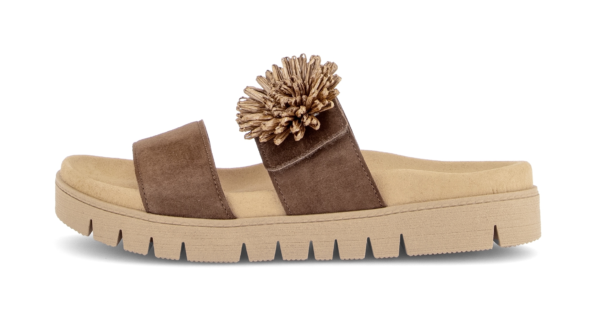 Gabor Pantolette  Plateau, Sommerschuh, Schlupfschuh mit Bast-Zierblüte