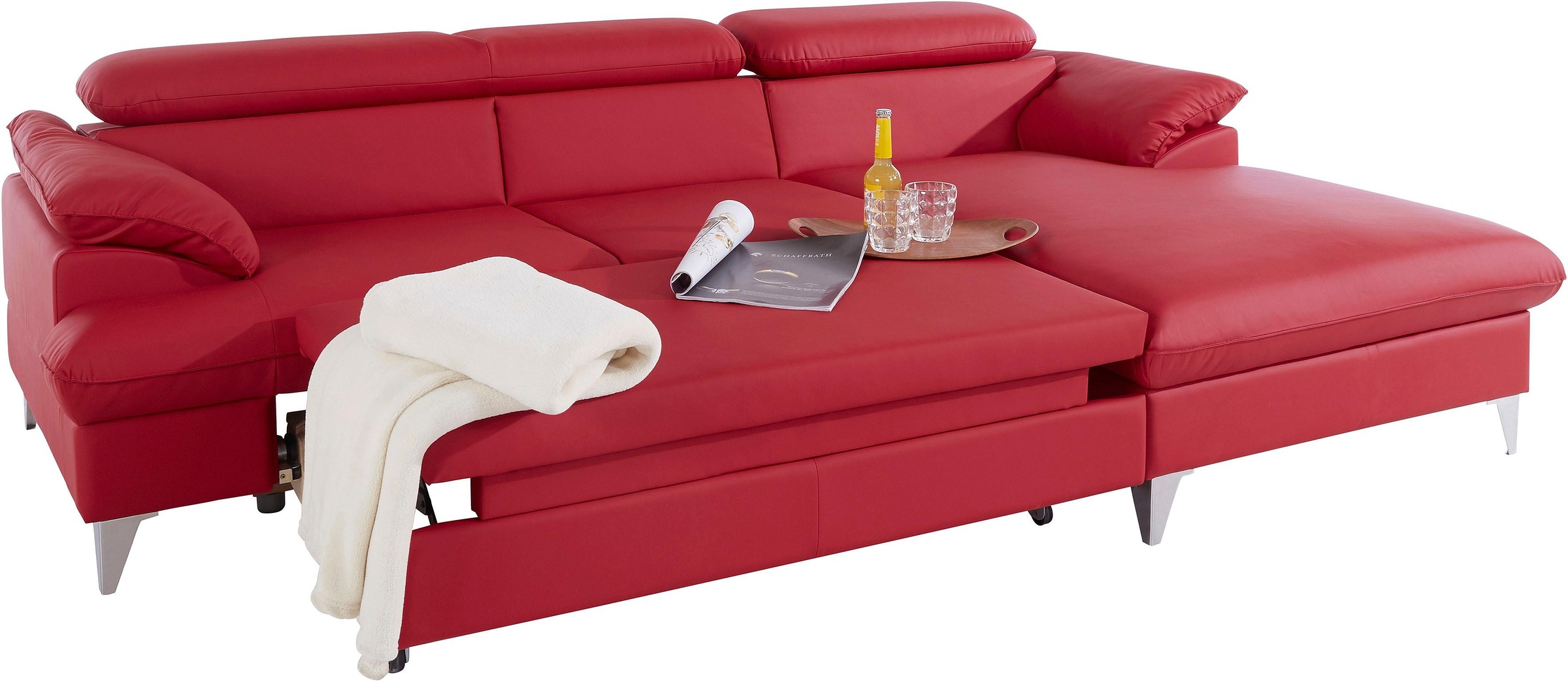 COTTA Ecksofa »Caluso L-Form«, mit Kopfteilverstellung, wahlweise mit Bettfunktion & Bettkasten