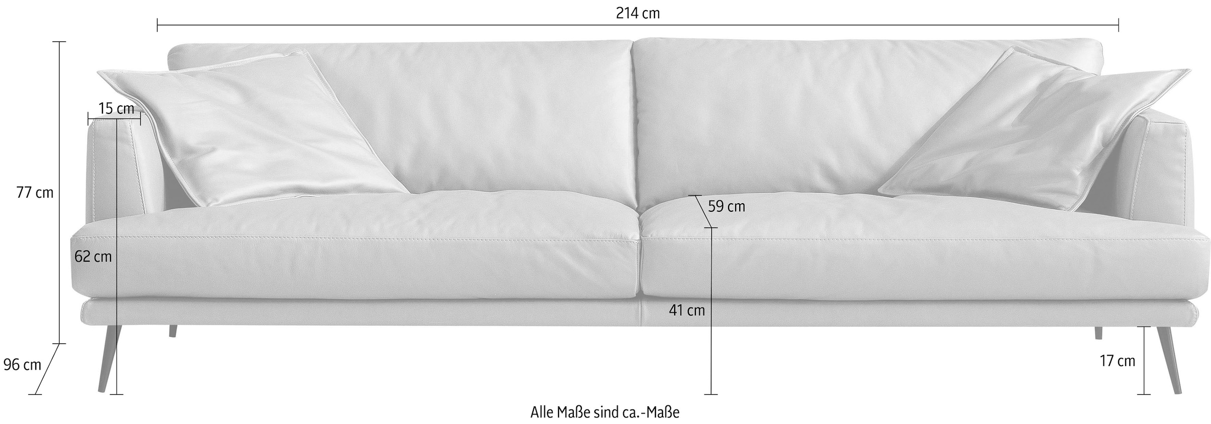 Egoitaliano 2,5-Sitzer »Sophia, Designsofa mit extrakomfortablem Sitzkomfort«, Daunenfederung, inkl. 2 Kissen