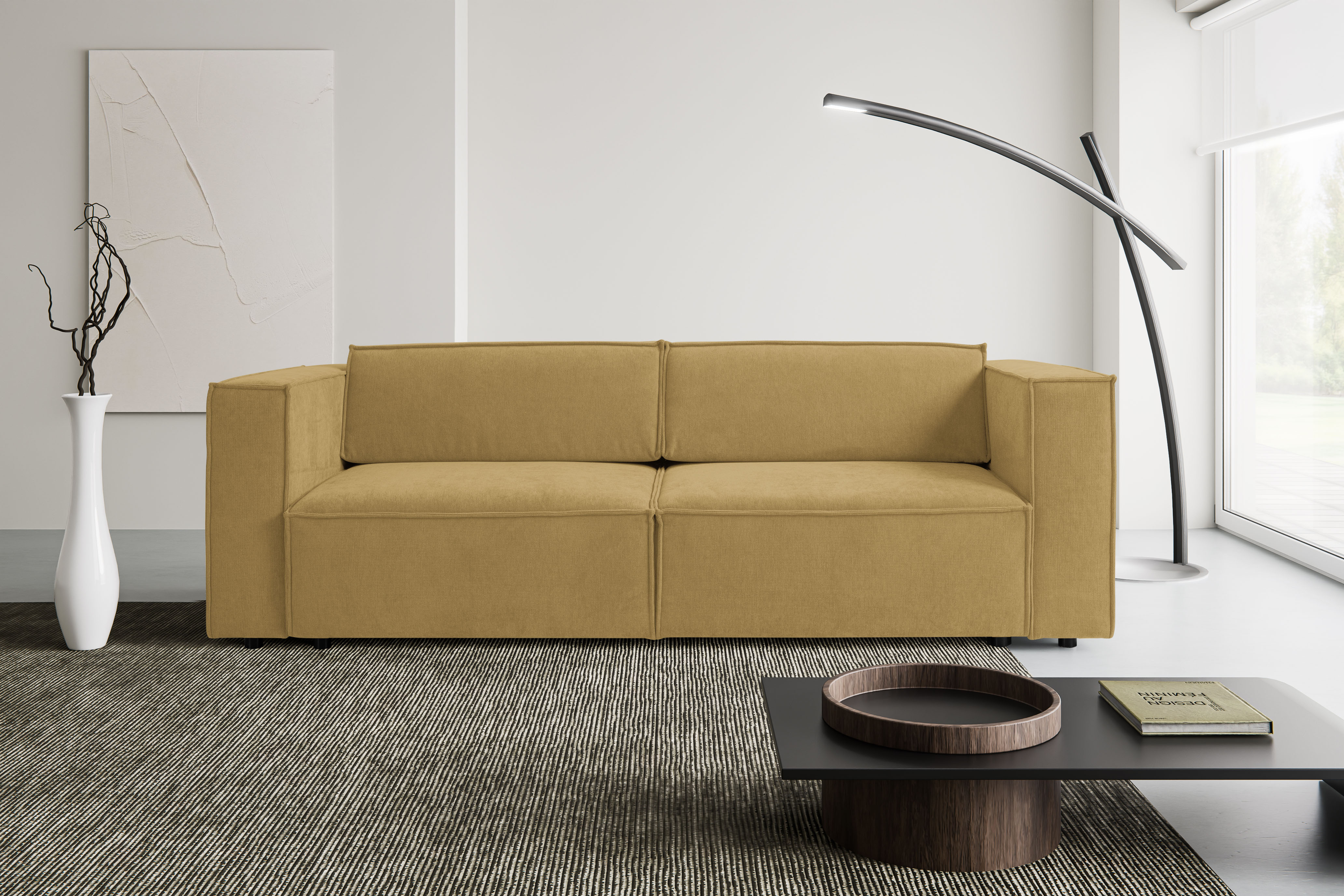 WERK2 Schlafsofa "Kansas Breite 252 cm, modern & bequem, viel Platz, kubisches Design" Struktur, Bettkasten
