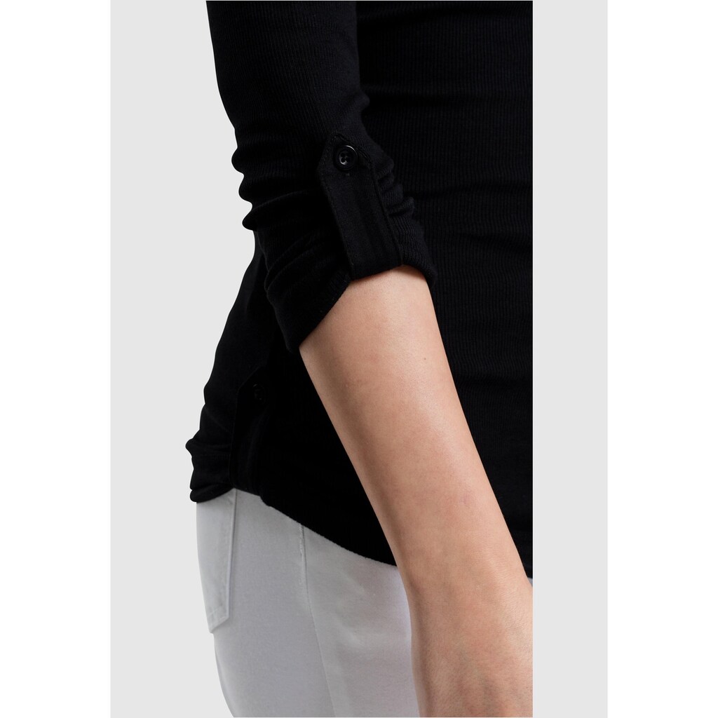 URBAN CLASSICS Langarmshirt »Urban Classics Damen Ladies Long Rib Pocket Turnup Tee«, (1 tlg.)