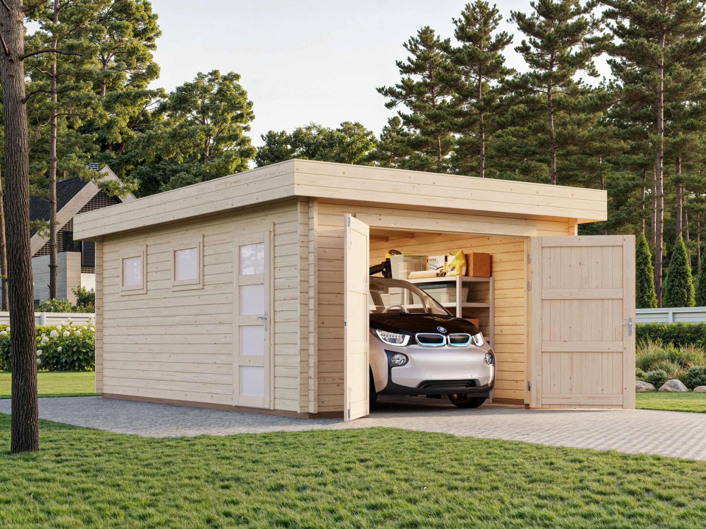 Palmako Garage »Rasmus, mit Holztor« BxTxH: 420x598x253 cm