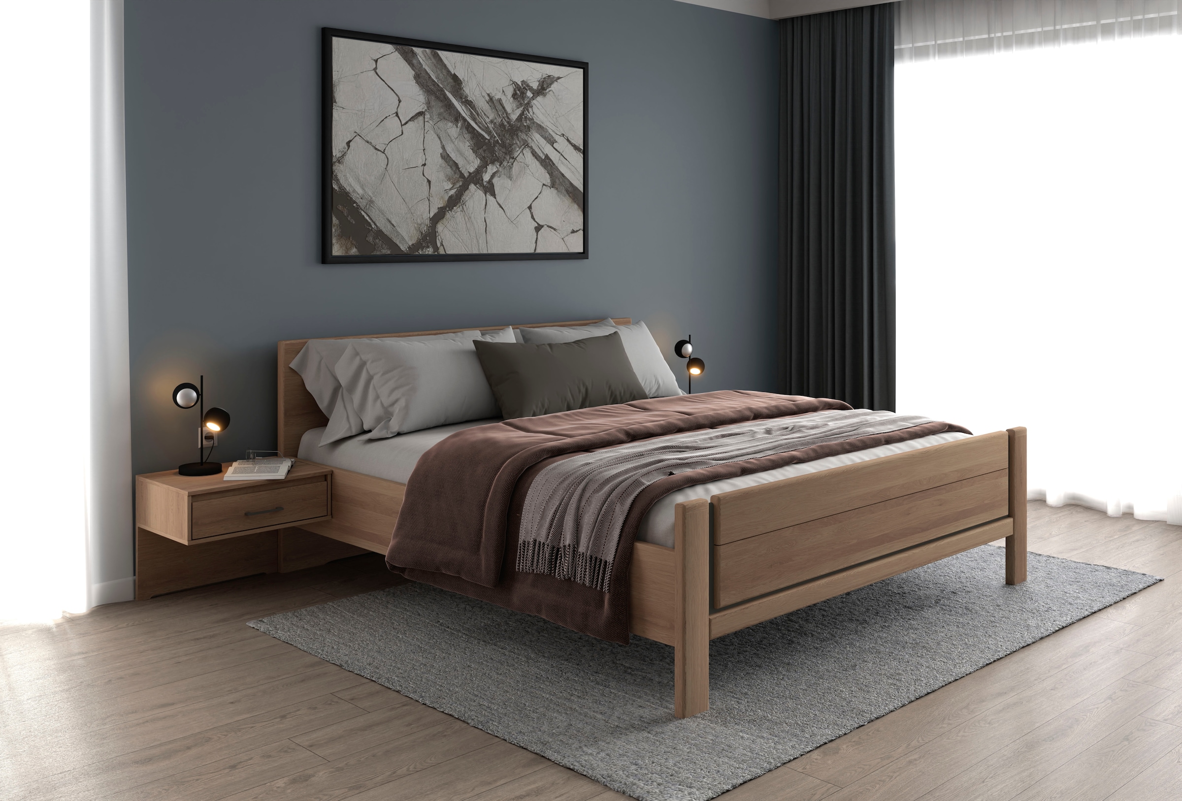Musterring Holzbett "Sorrent, Bettgestell, Bettrahmen, teilmassiv Eiche", ( günstig online kaufen
