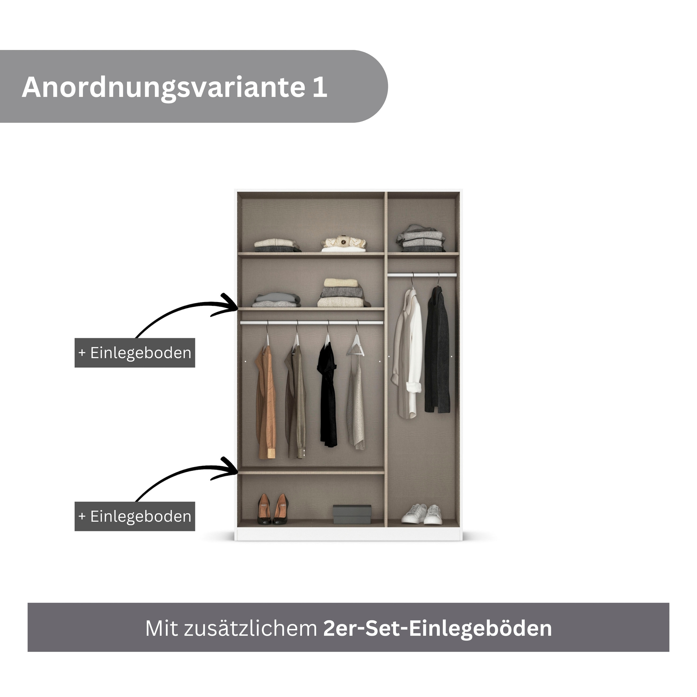 rauch Drehtürenschrank »Kleiderschrank Schrank Garderobe AGORDO mit Dekor- oder Hochglanzfront«, (in zwei Griff-Farben), durchdachte Innenausstattung, in 6 Breiten und 2 Höhen MADE IN GERMANY