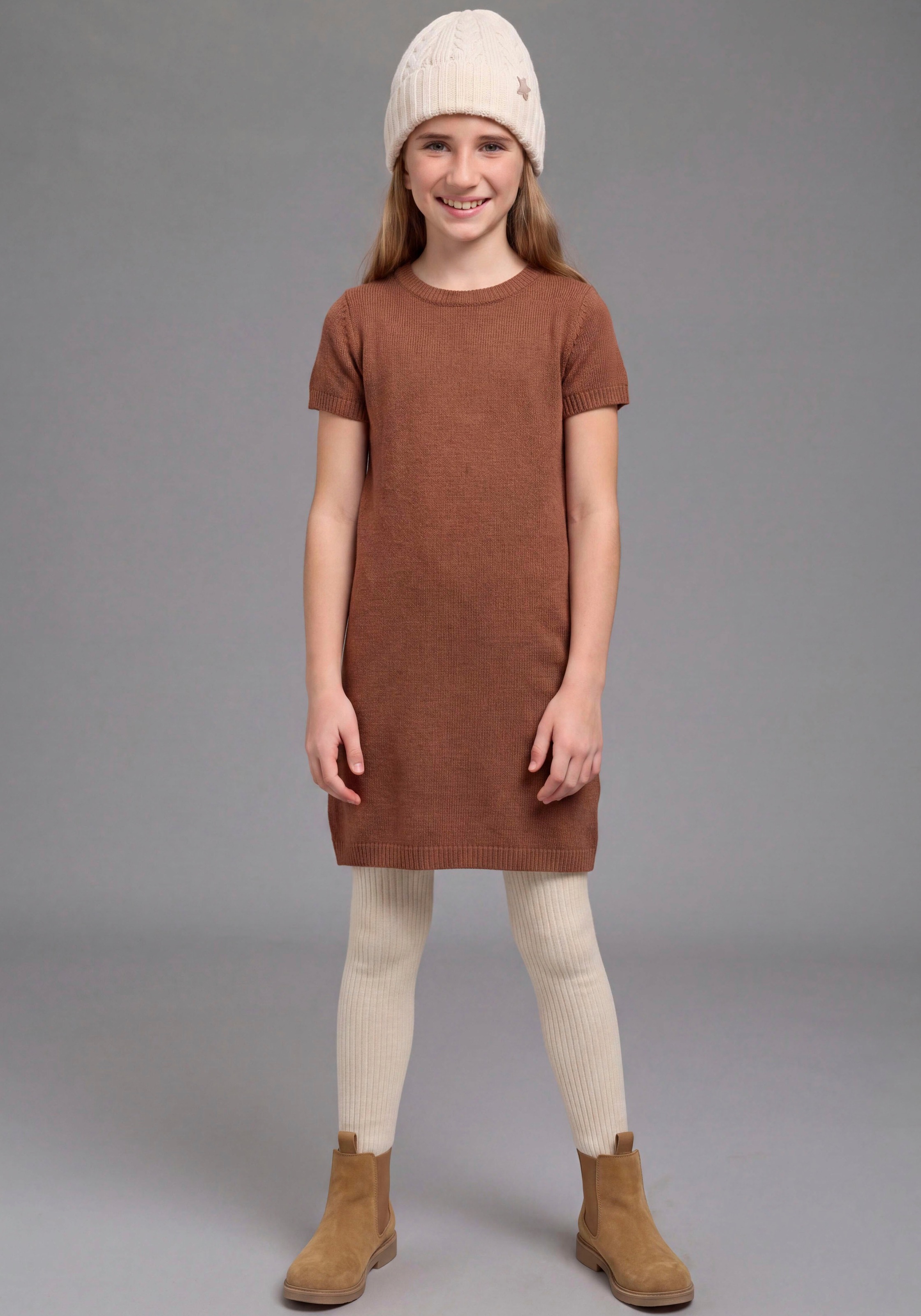 H.I.S Strickkleid »Trendiges H.I.S Strickkleid mit kurzen Arm, weich anliegend« Kleid aus Feinstrick für Mädchen, für Frühling und Herbst