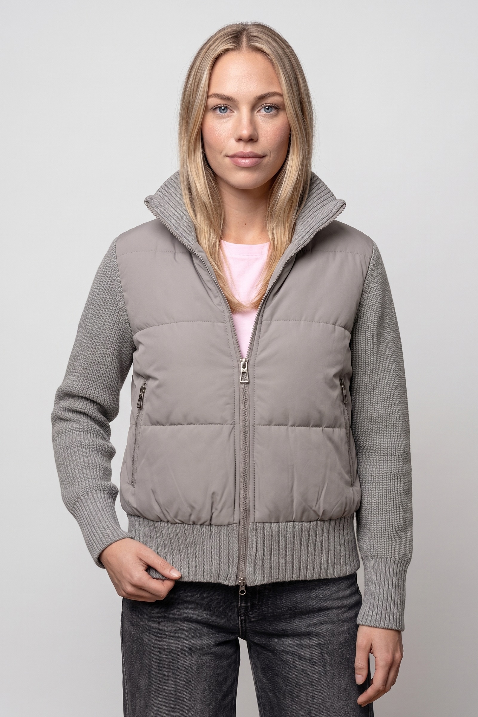 Alife & Kickin Sommerjacke »Damen LyaAK A Übergangsjacke, Jacke« Strickärmel, Stehkragen aus Rippstrick, wattiert und gesteppt