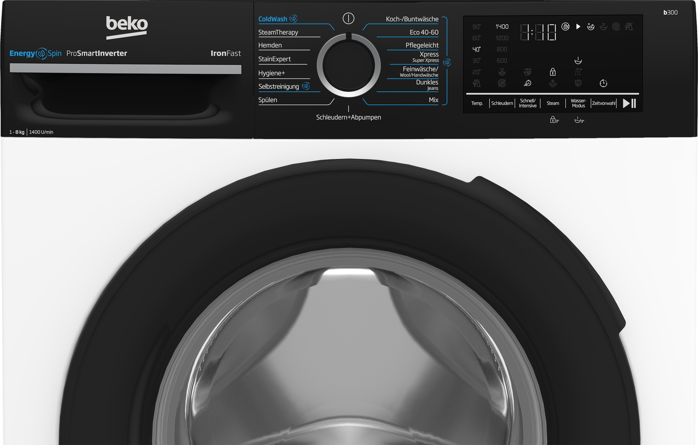 BEKO Waschmaschine »BM3WFU4841W«, 8 kg, 1400 U/min, Waschen mit EnergySpin: Bis zu 35 % Energie sparen – nicht nur in Eco