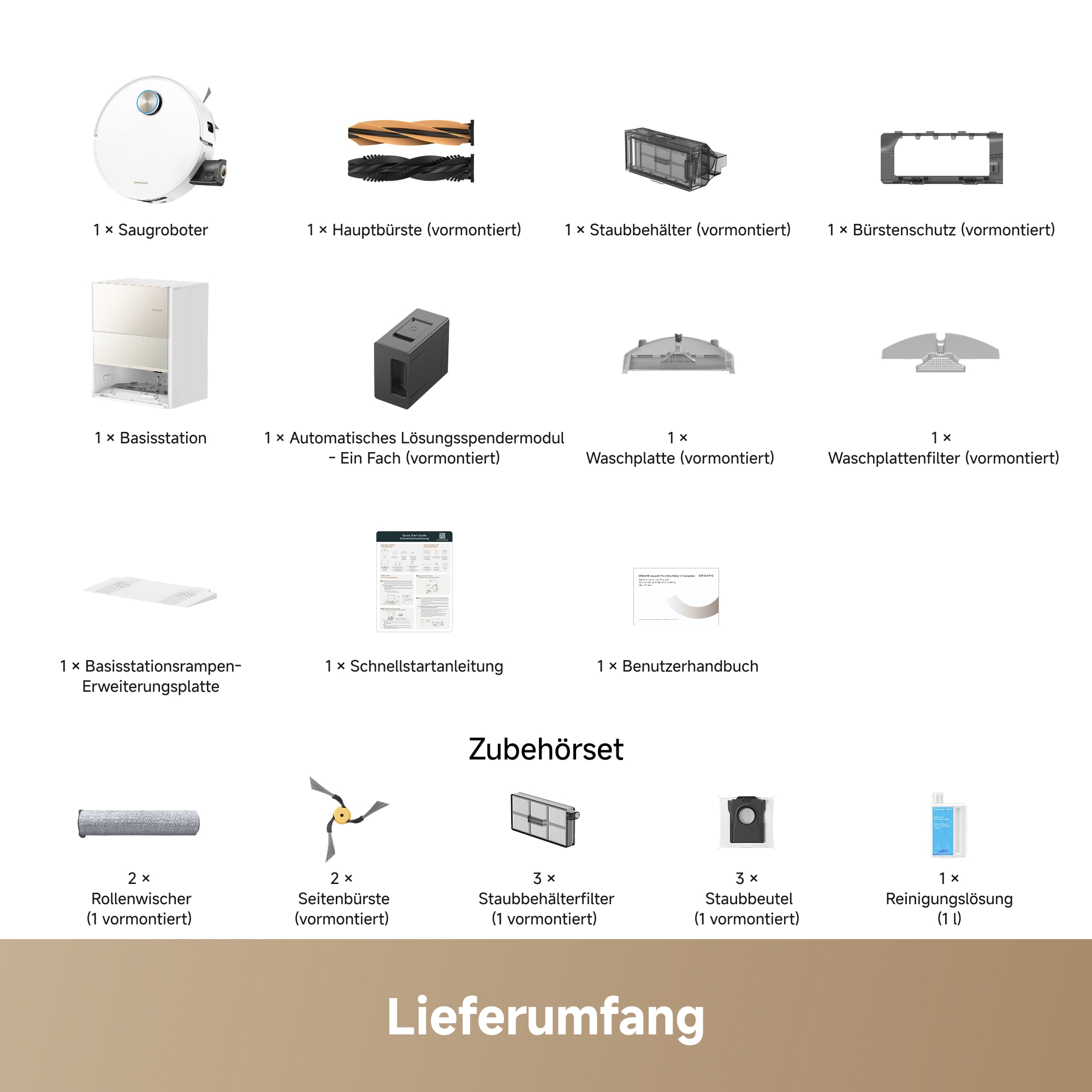 Dreame Nass-Trocken-Saugroboter »Aqua20 Pro Ultra Roller X Complete White« Vollautomatische Absaugstation, App-Steuerung