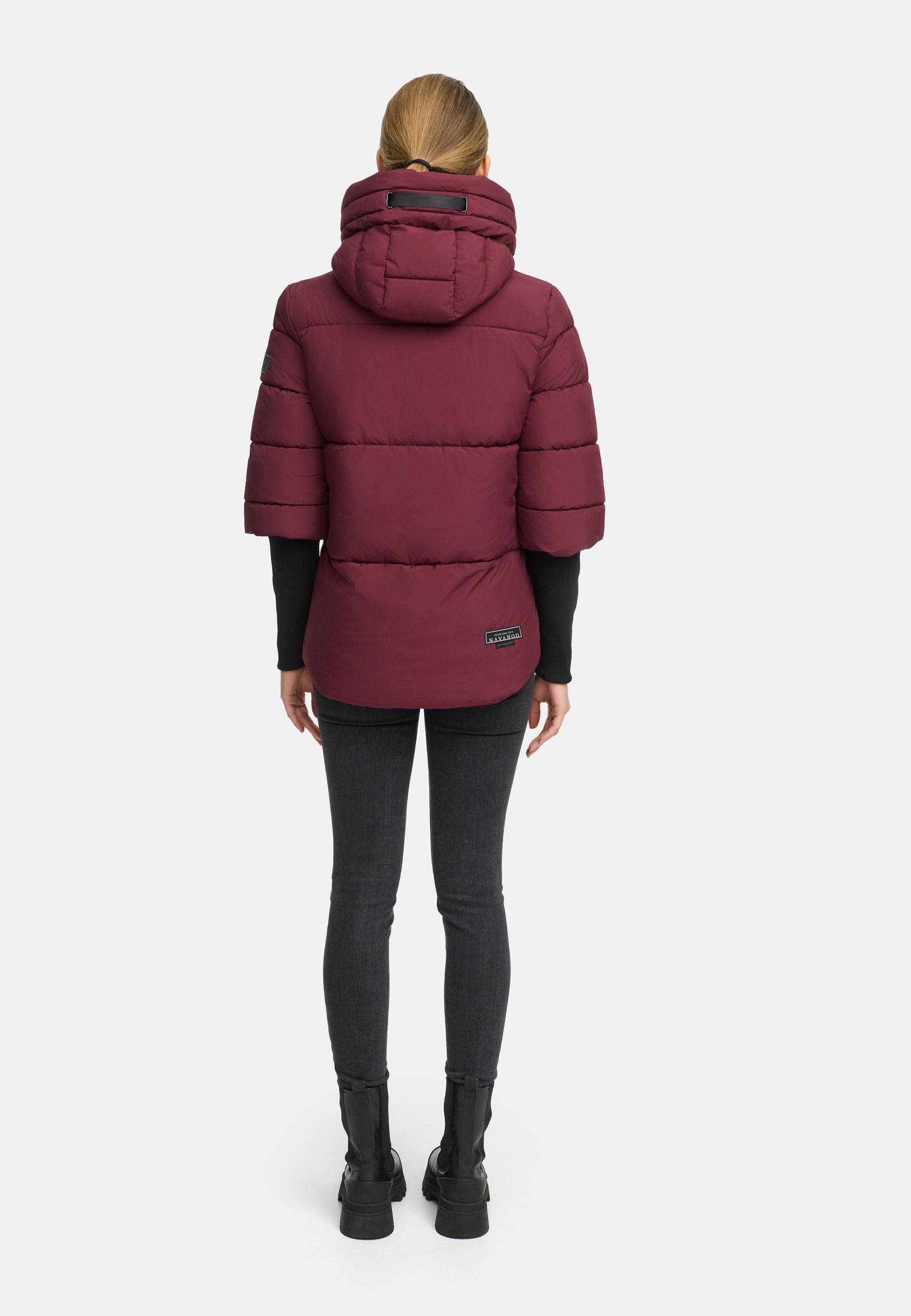 Navahoo Steppjacke »Lotusherz XIV«, mit Kapuze, Warme gesteppte Winterjacke mit Rippstrickärmeln