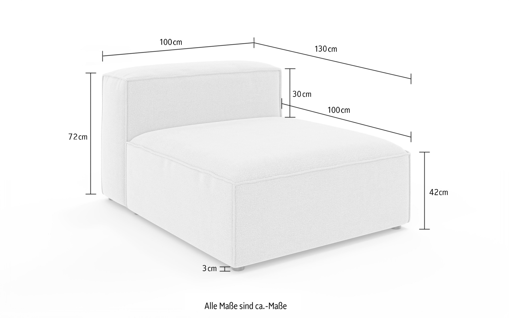 INOSIGN Chaiselongue »HAILY Liegesessel, Loungemöbel zum Relaxen, Maße B/T/H: 100/130/72 cm«, als Modul oder separat verwendbar, für individuelle Zusammenstellung