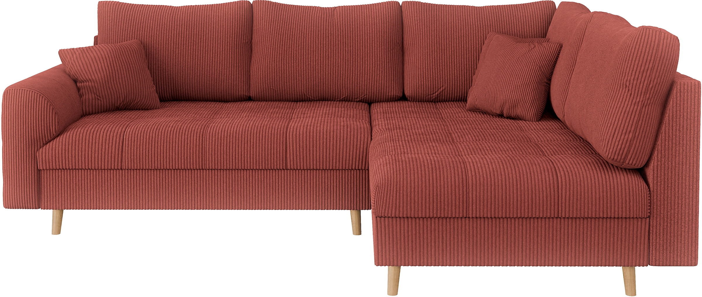 Home affaire Ecksofa »CHARRE L-Form mit Ottomane, Maße B/T/H: 231/161/81 cm«, feine Steppung, lose Rücken- und Zierkissen, auch in Cord und Bouclé
