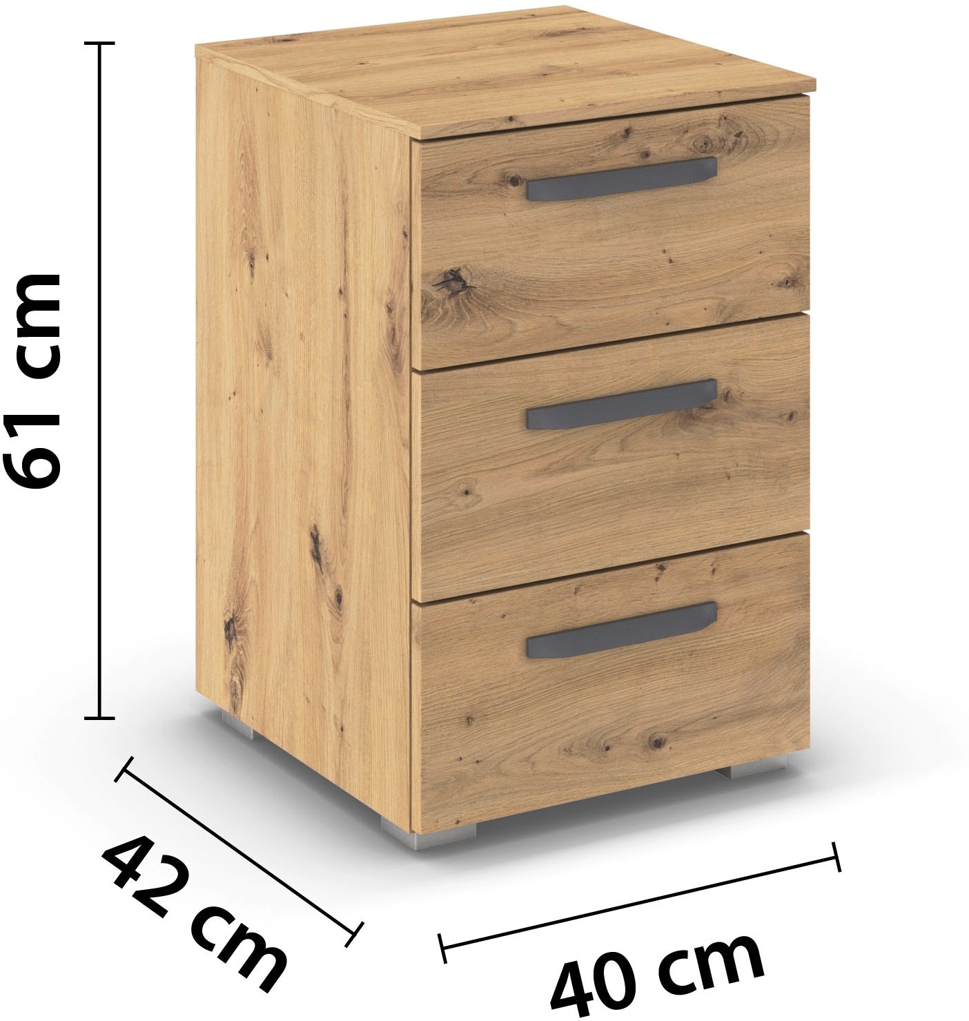 rauch Nachtkommode »Nachttisch Nachtkonsole OTELI in Dekor- oder Hochglanzfront«, (Breite 40 cm inkl. Soft-Close-Funktion), mit 3 geräumigen Schubladen für viel Stauraum MADE IN GERMANY