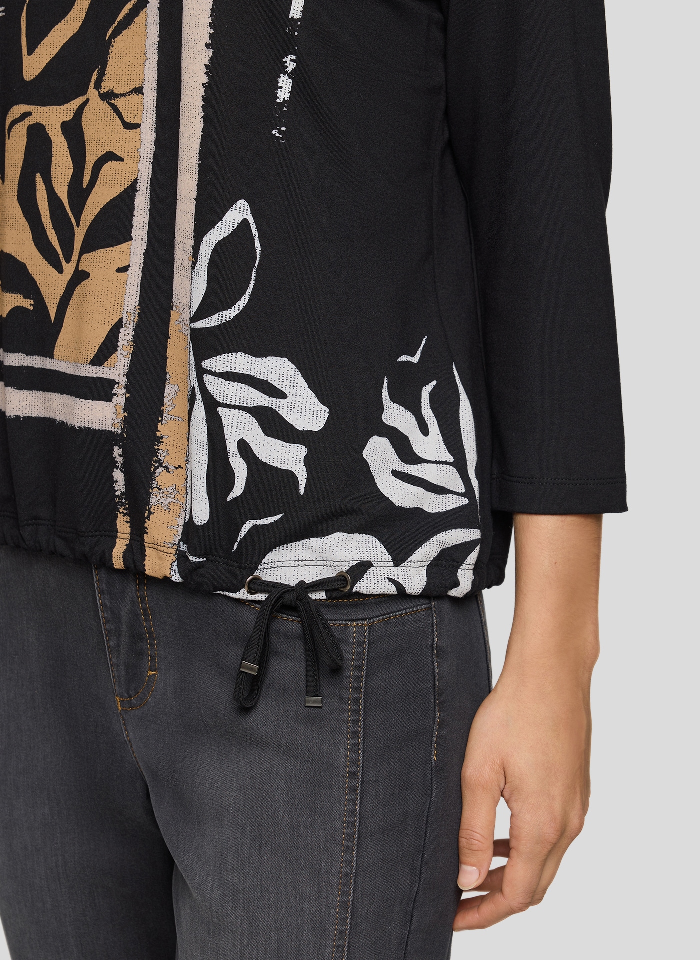 Rabe 3/4-Arm-Shirt mit Frontprint und Nieten