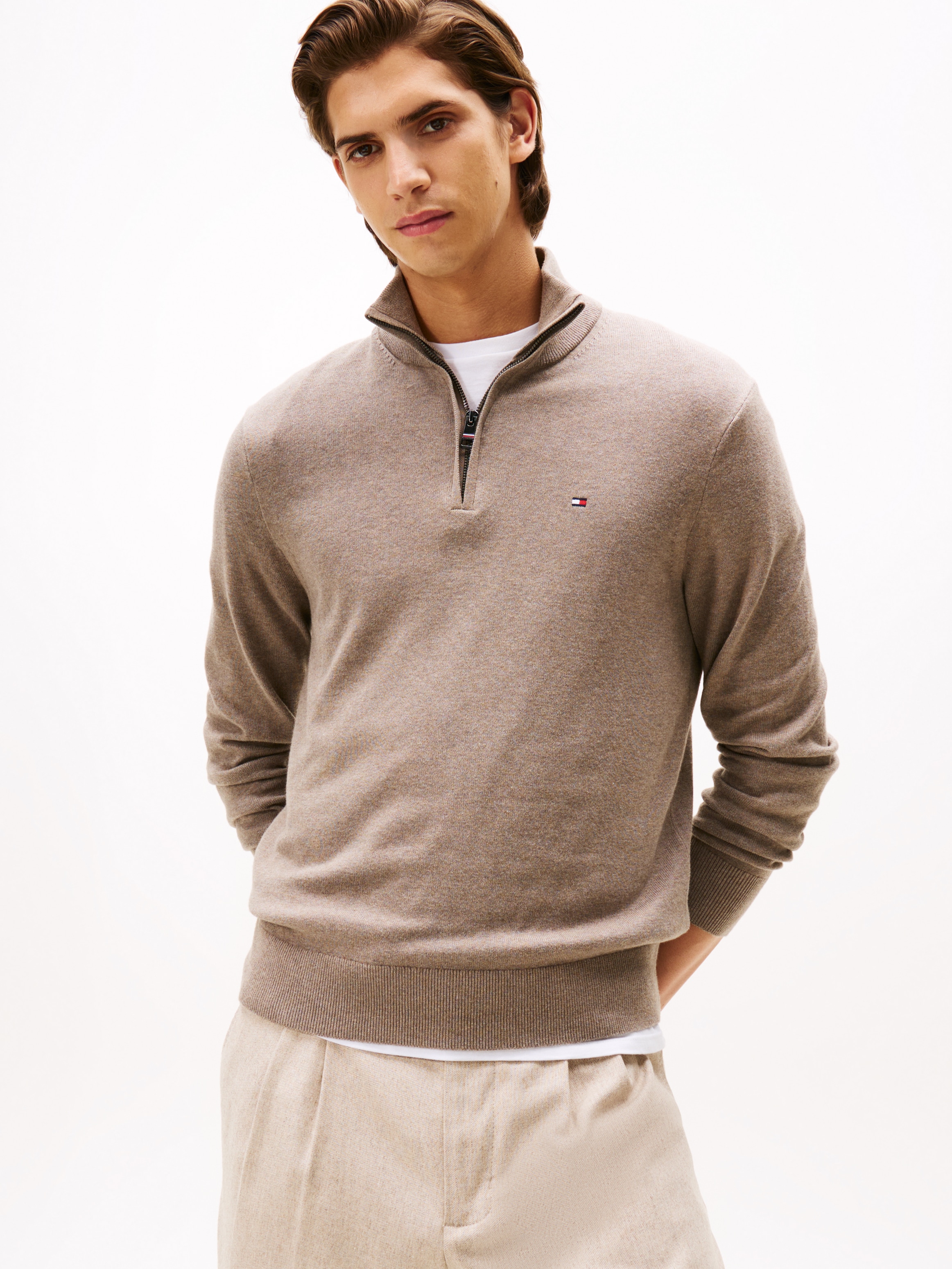 Tommy Hilfiger Troyer "PIMA ORG CTN CASHMERE ZIP MOCK" günstig online kaufen